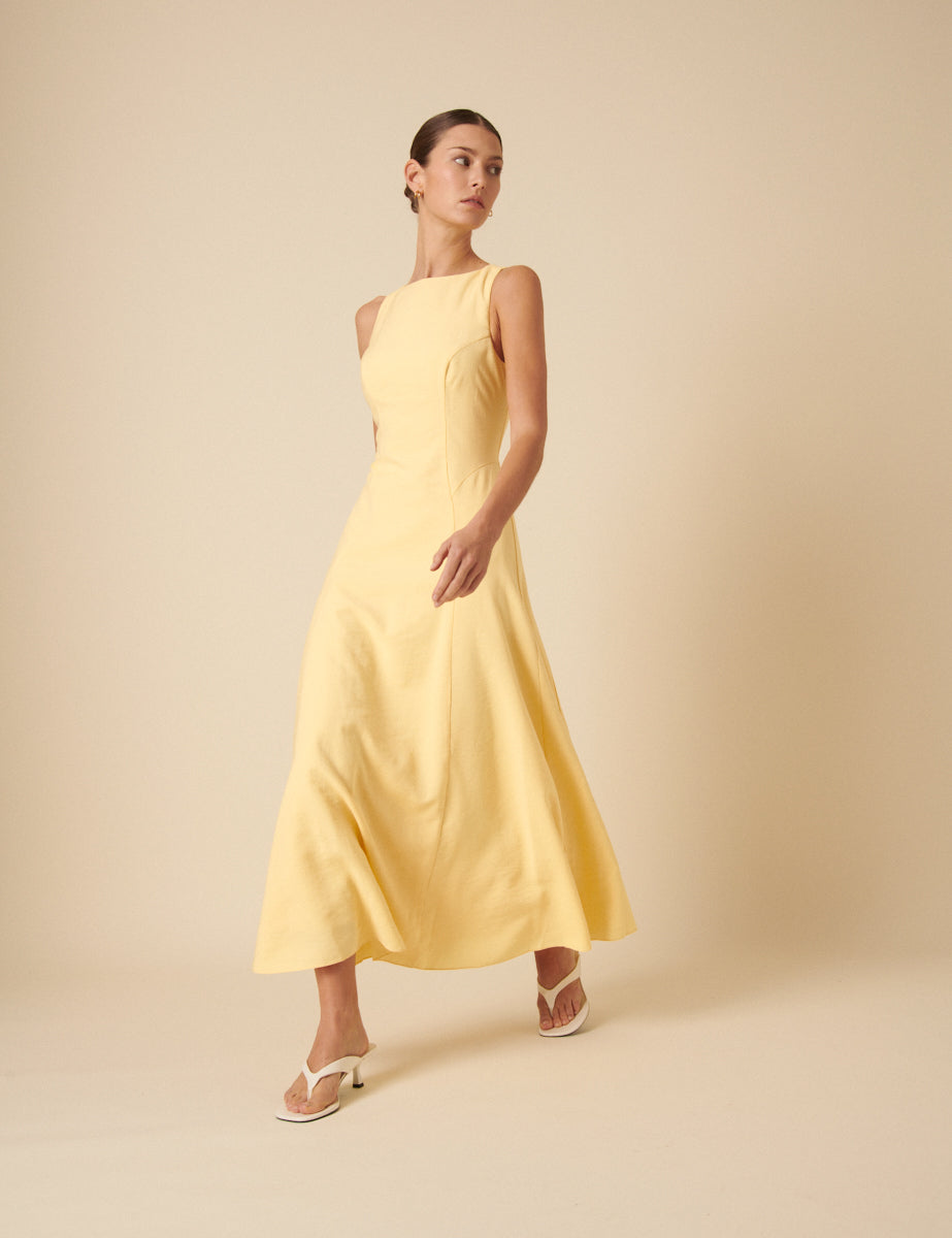 Butter Yellow Reign Midi Dress