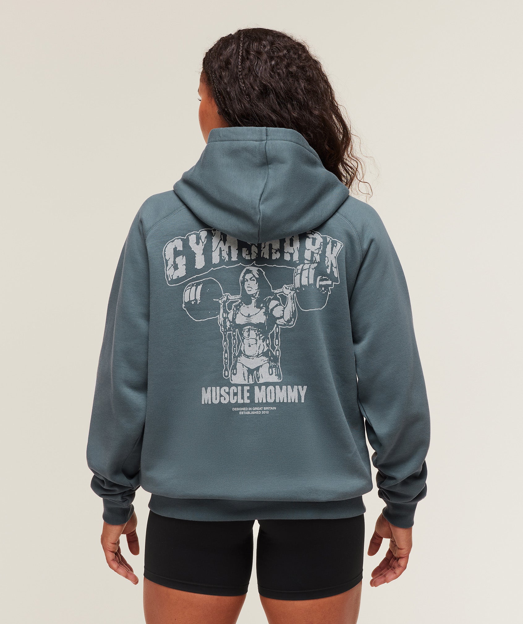 Gymshark Gritty Muscle Mommy Graphic Hoodie - Titanium Blue
