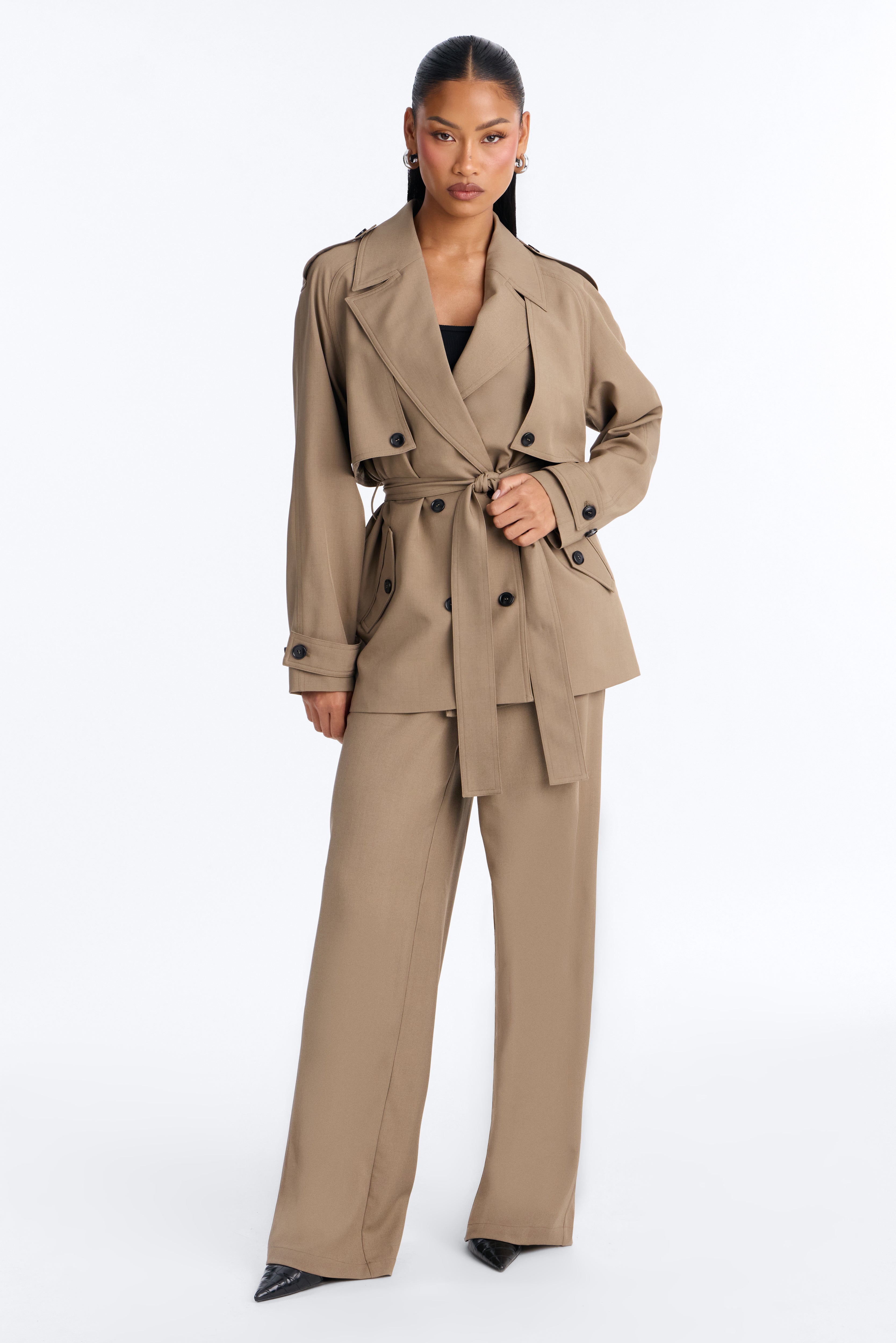 Trenched Muse Pant Set - Taupe