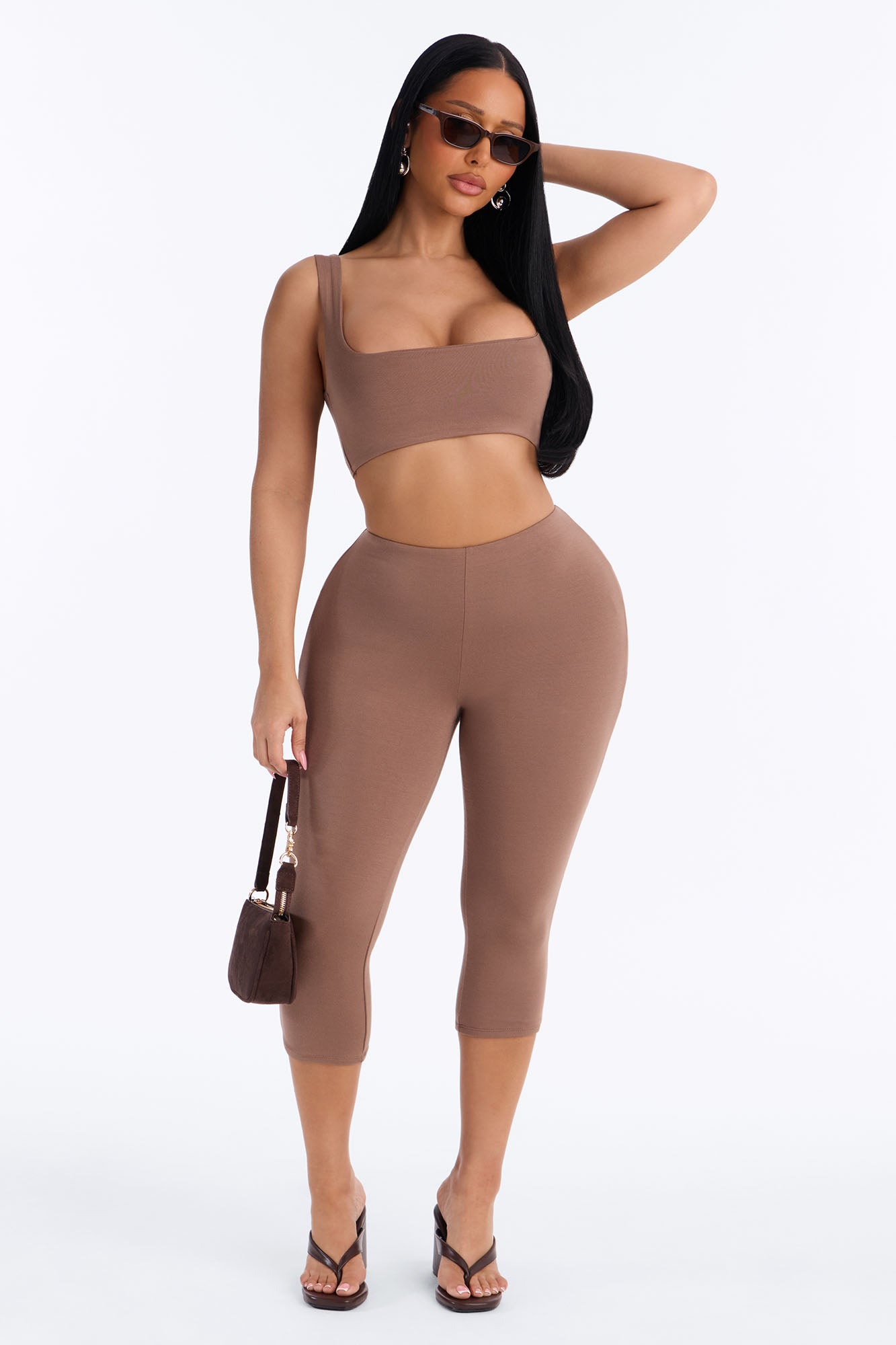 Vivian Premium Modal Capri Set - Sand