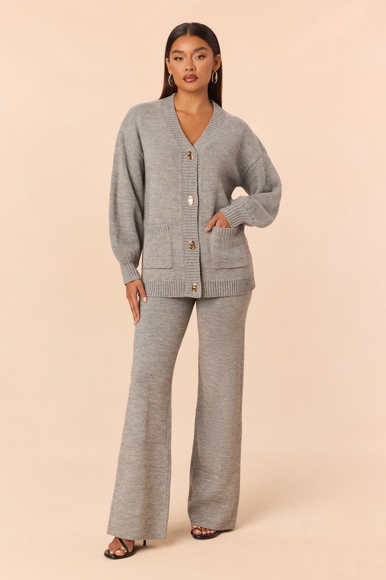 Keep It Cozy Cardigan Pant Set - Grey
