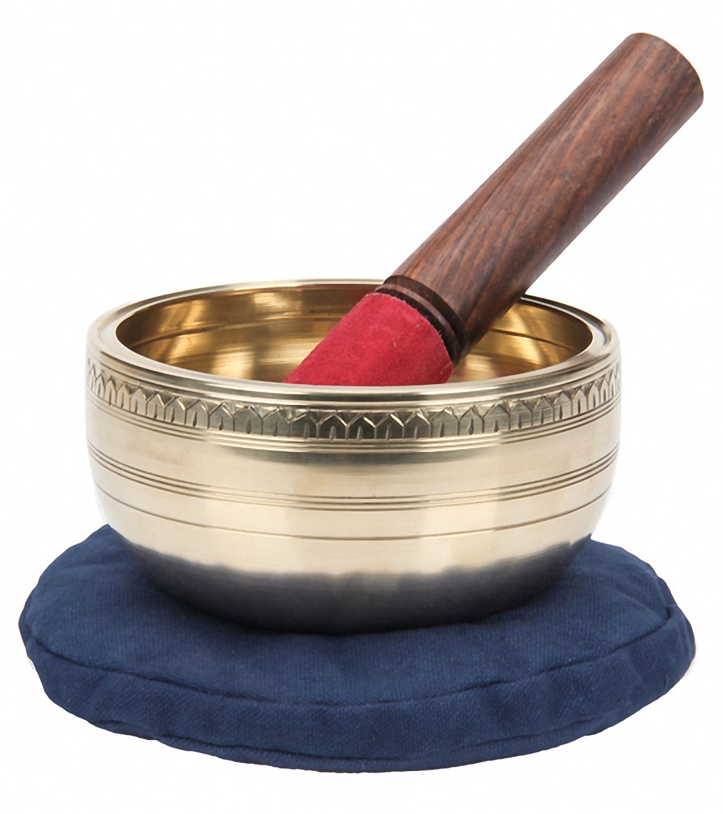 Sacred Space Golden Etched Cast Tibetan Singing Bowl 5"