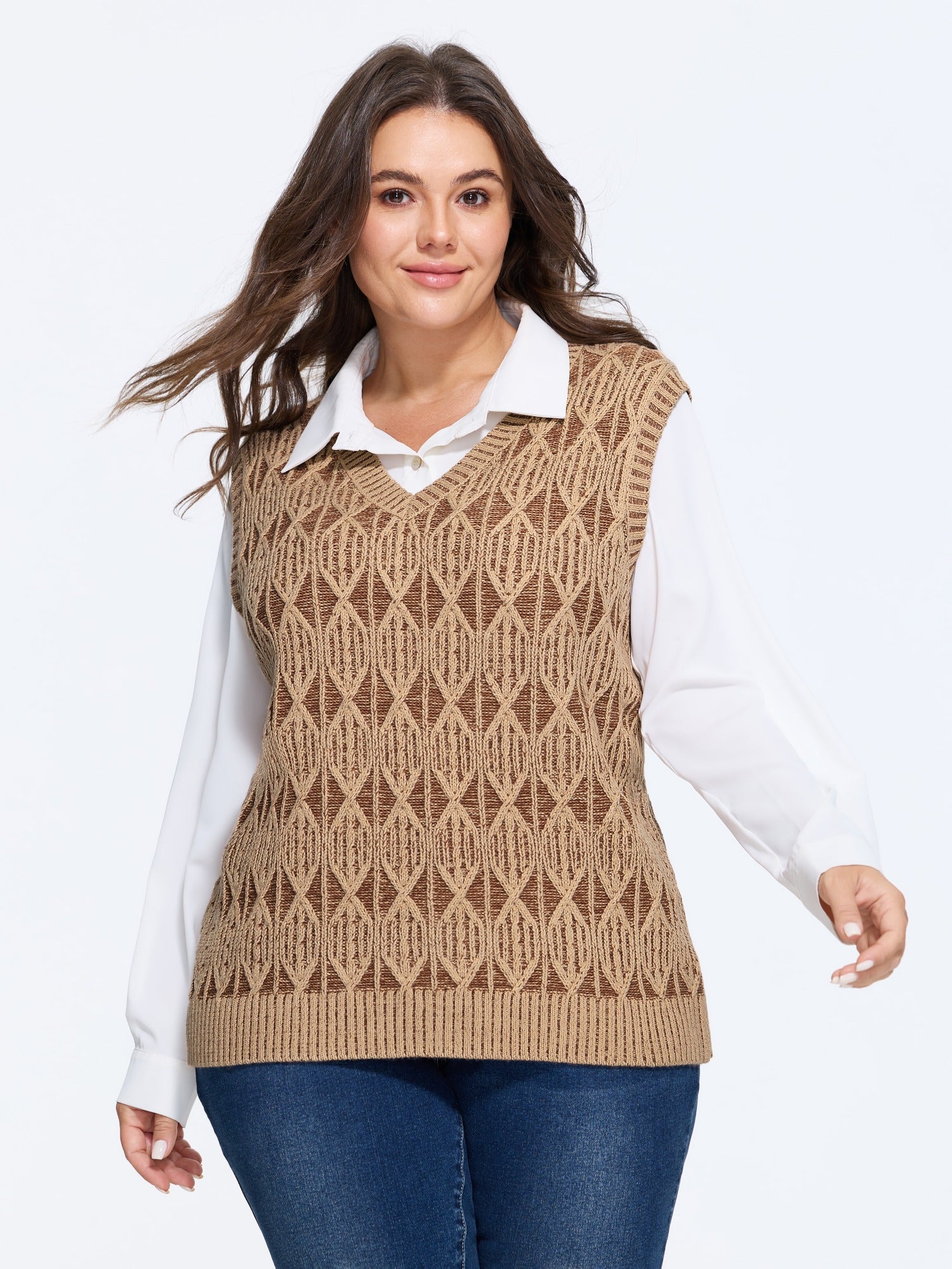 Diamond Jacquard V Neck Sweater Vest