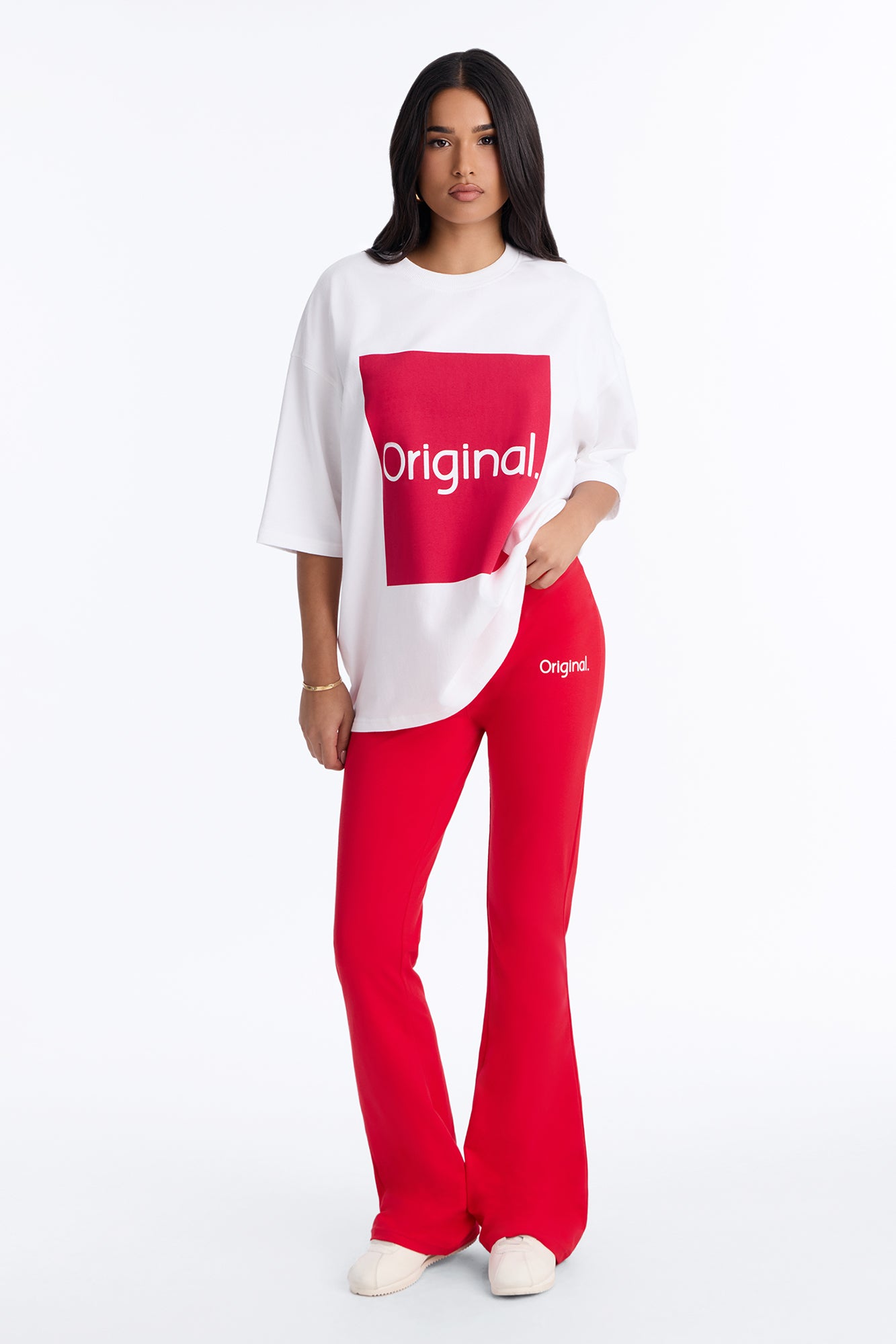 So Original Oversized T-Shirt Pant Set - Red/White