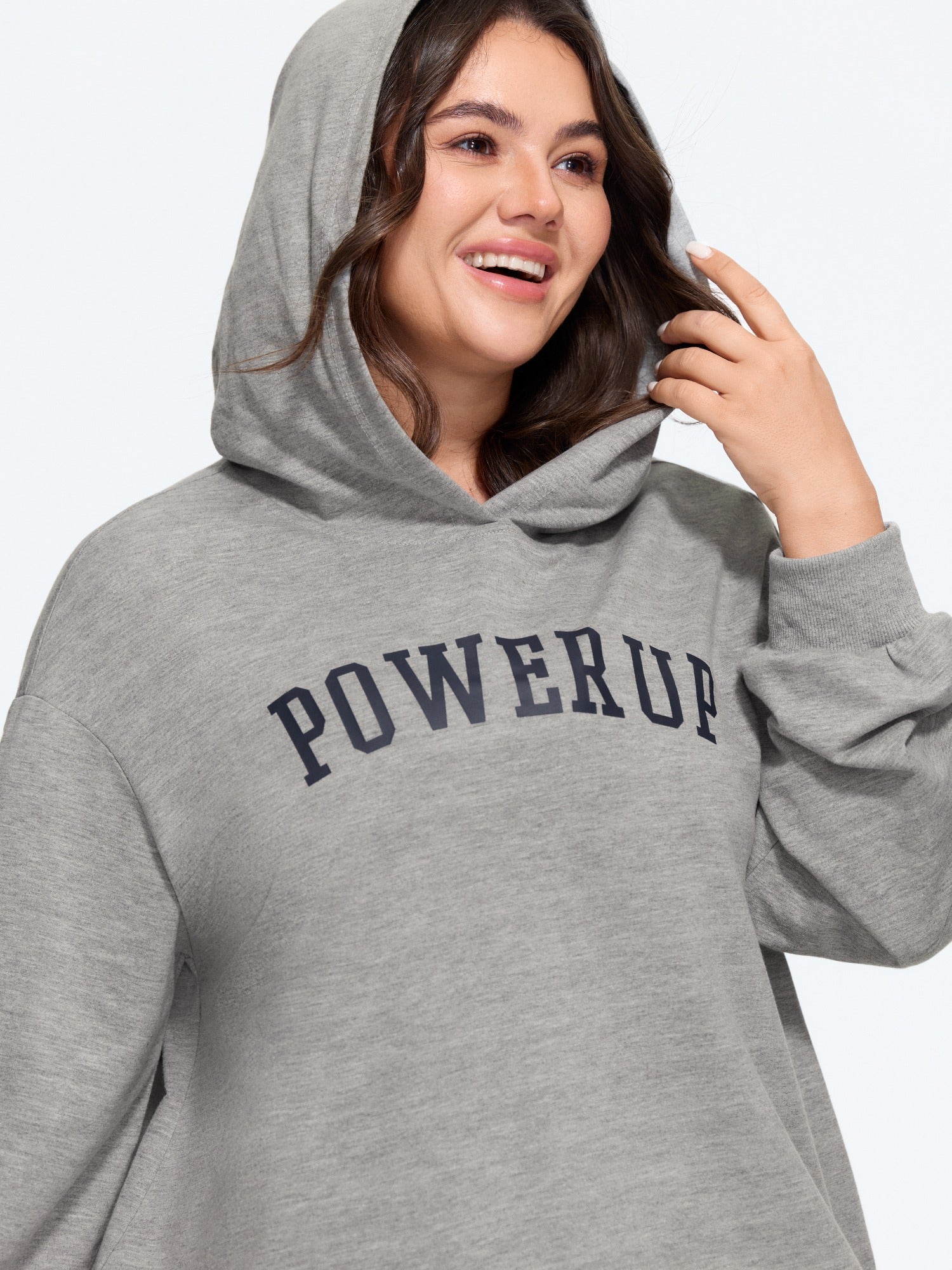 Cotton Letter Print Loose Fit Hooded Sweatshirt