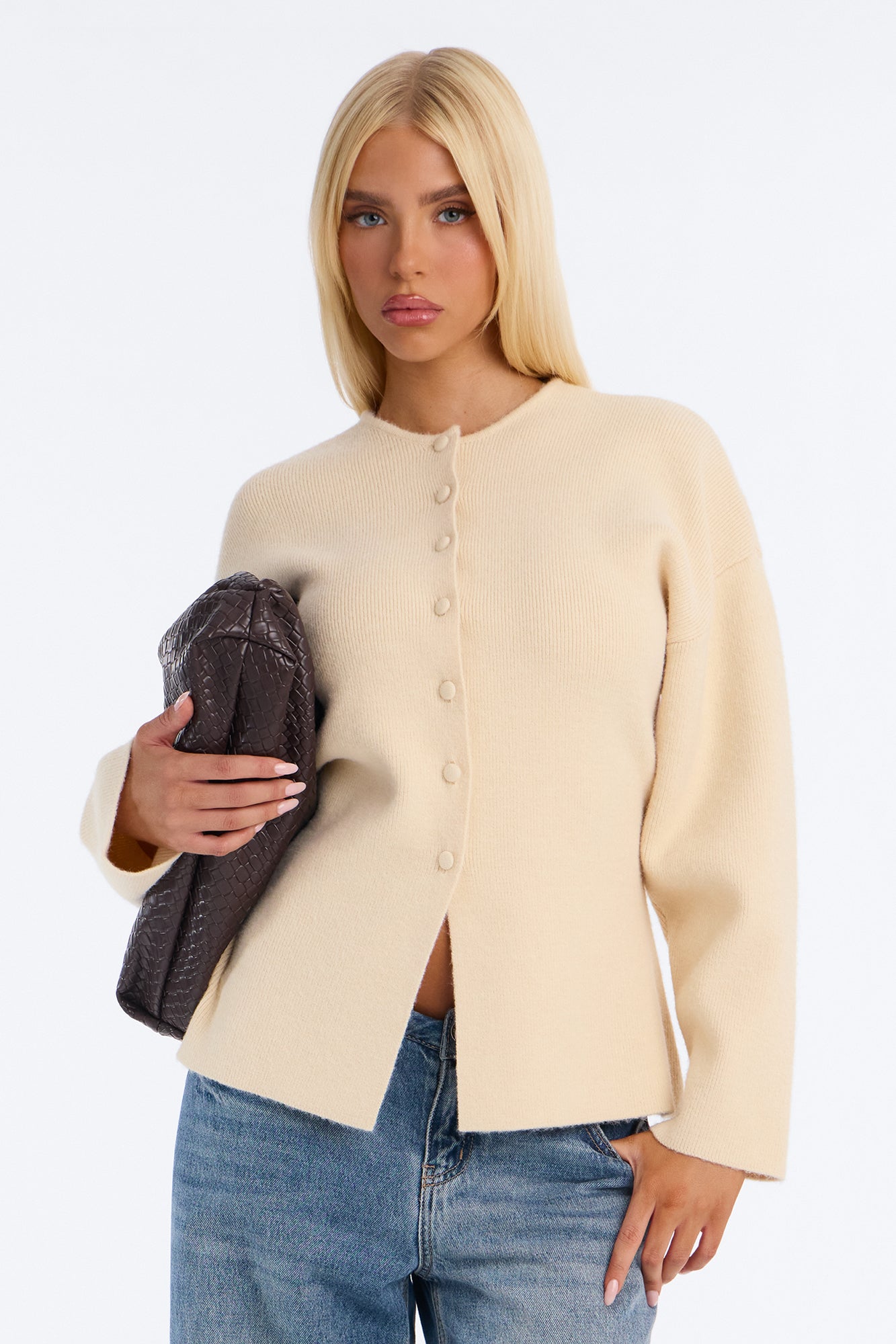 Endless Chemistry Tie Back Cinched Waist Cardigan - Cream