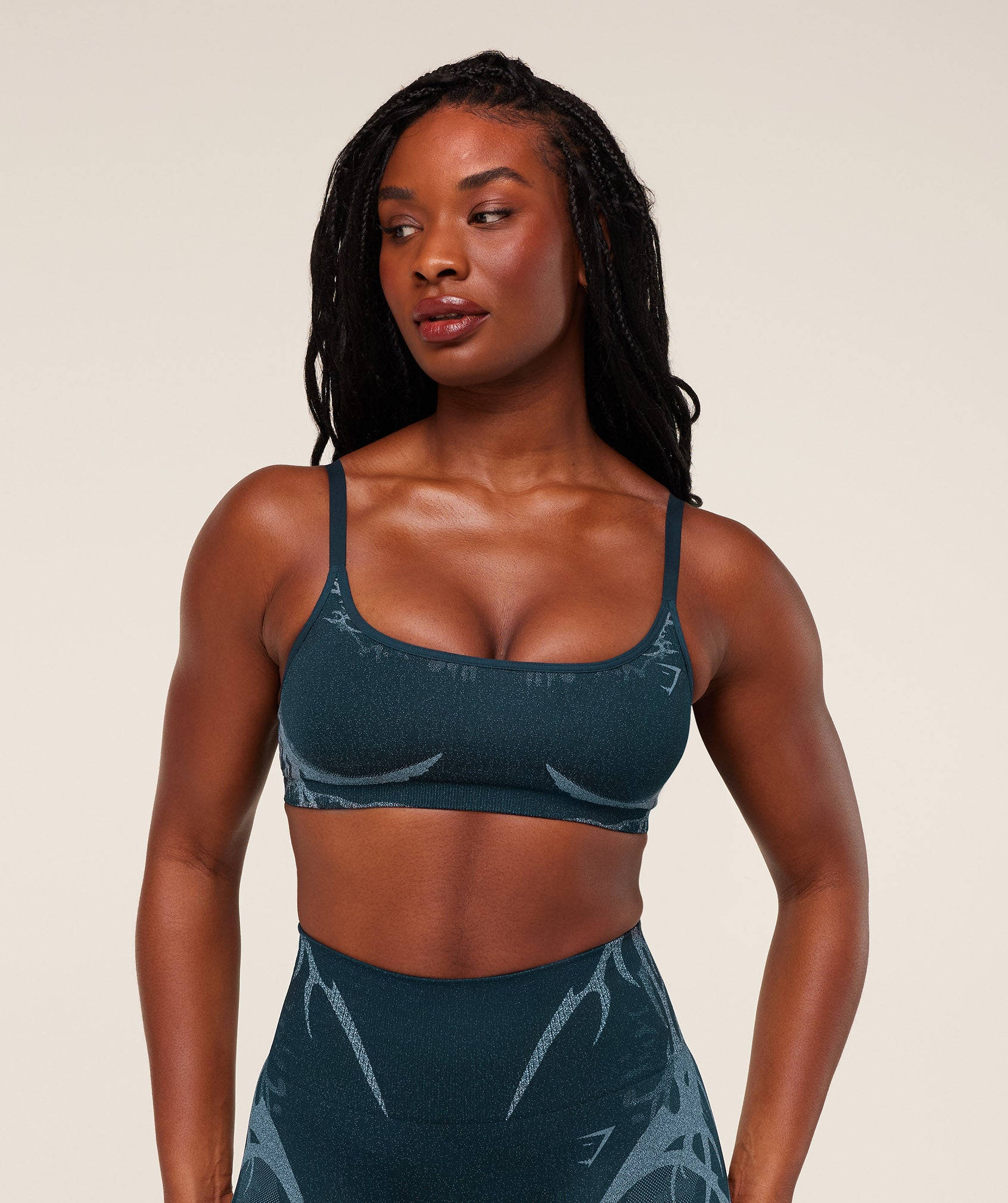 Gymshark Storm Seamless Sports Bra - Deep Petrol Blue/Smoke Blue