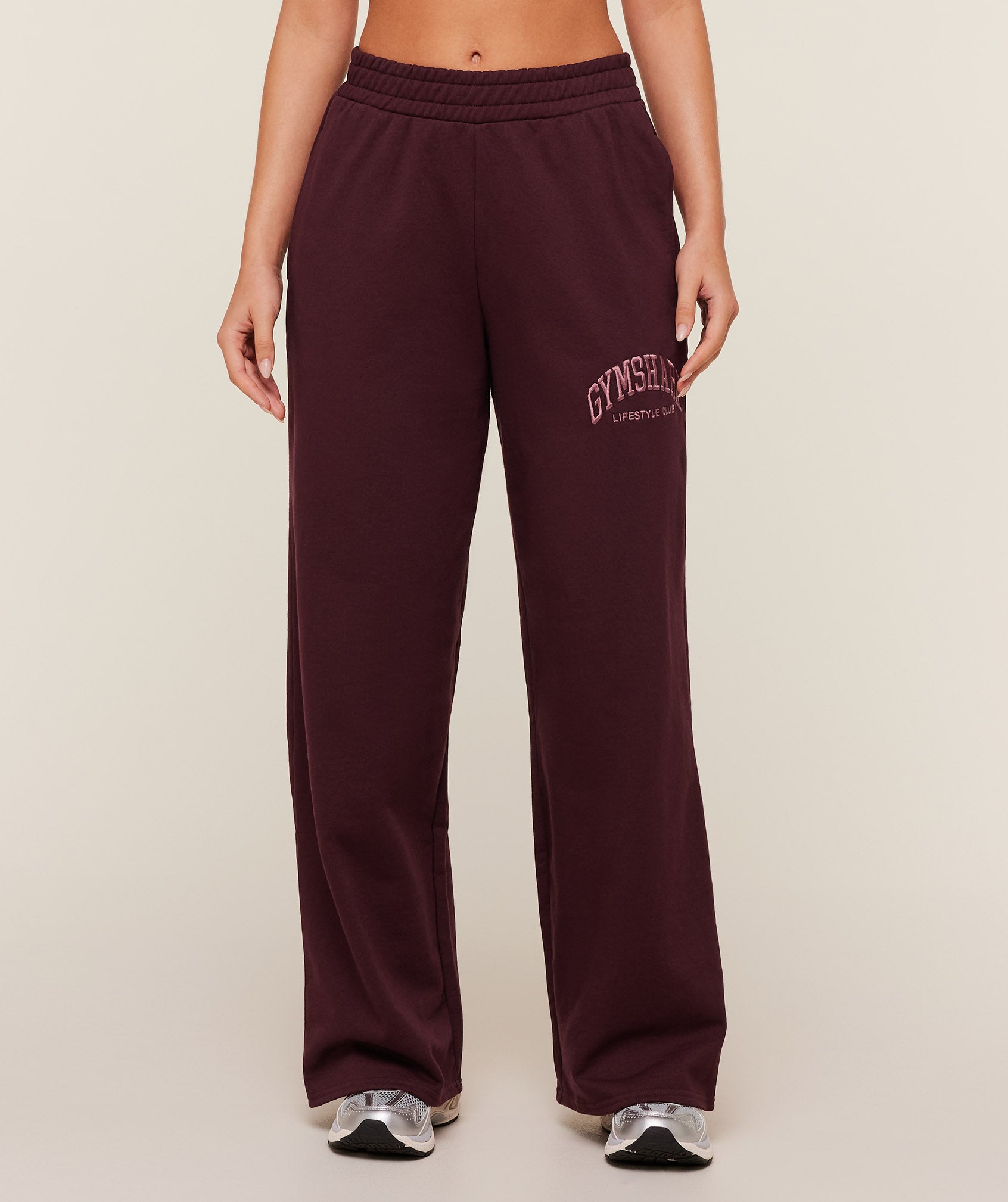 Gymshark Collegiate Graphic Straight Leg Joggers - Rich Maroon
