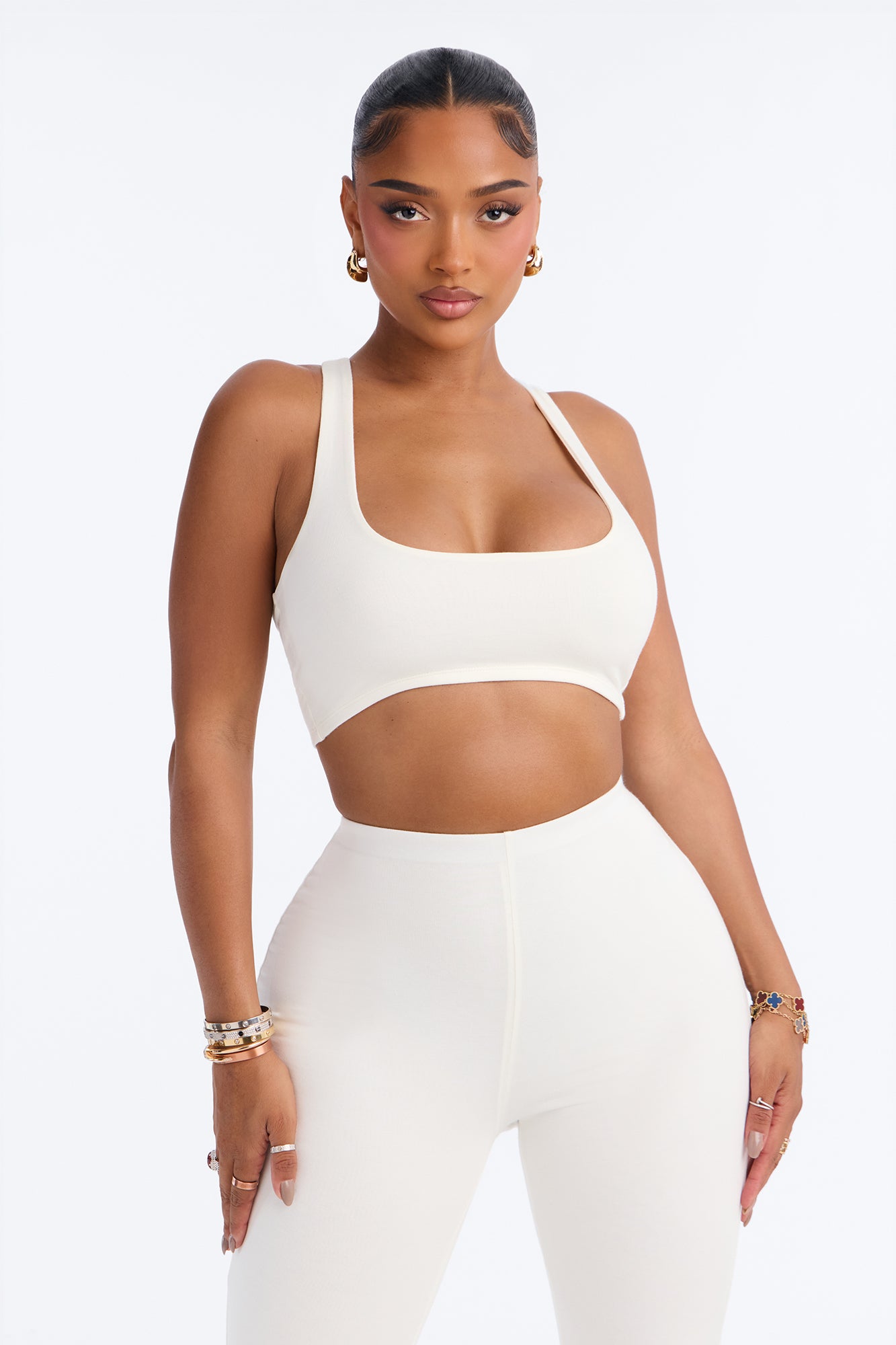 Shelly Premium Modal Scoop Neck Bra Top - Cream