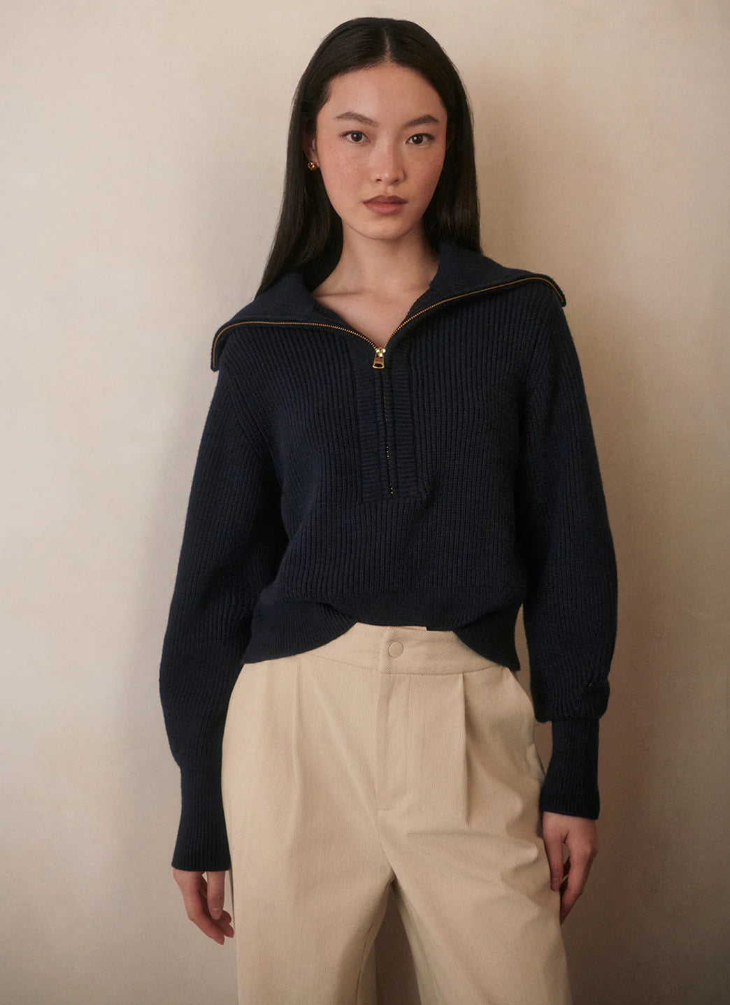 Varley Maura Half Zip Rib Knit Sweater