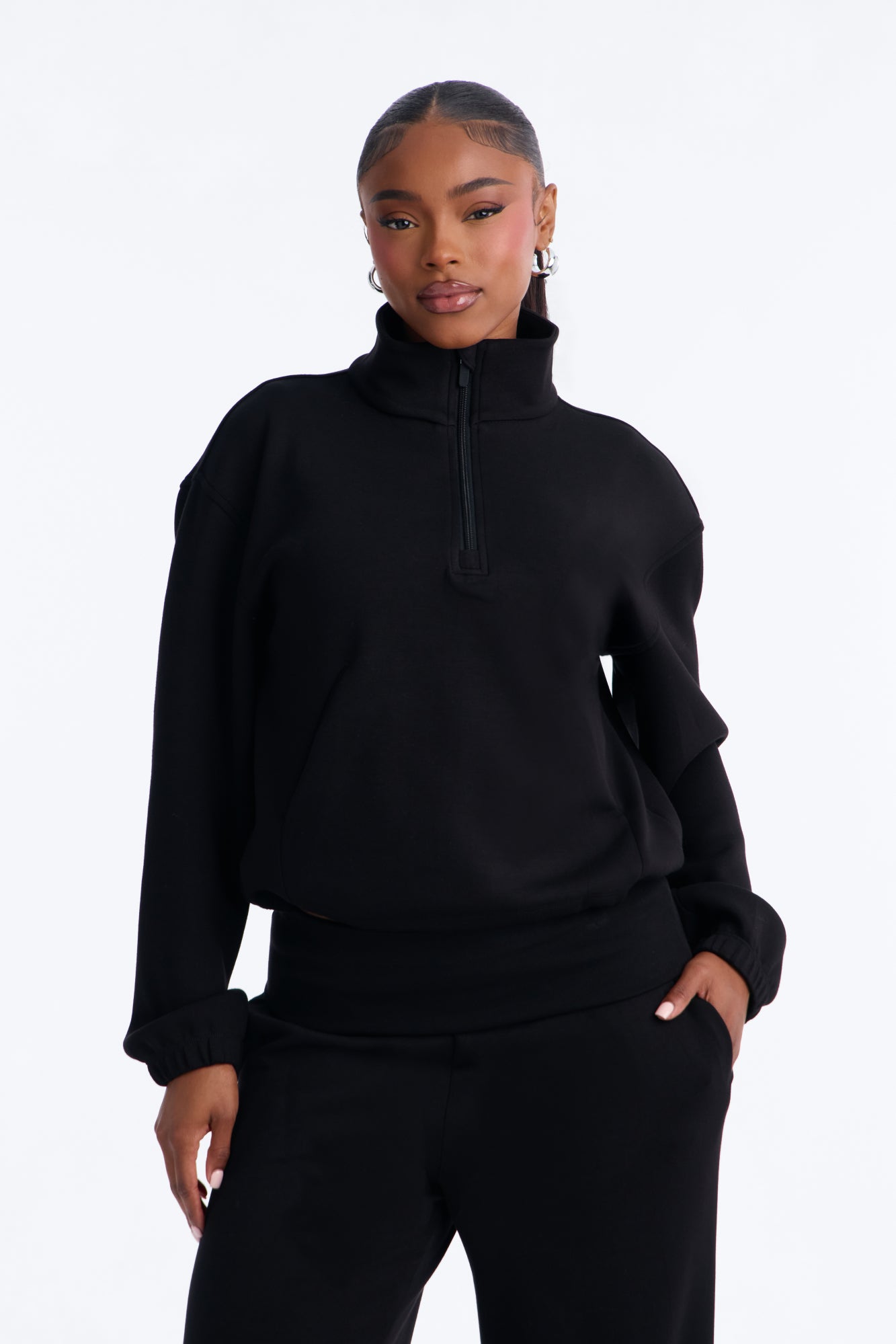 Bella Scuba Lounge Quarter Zip Sweatshirt - Black