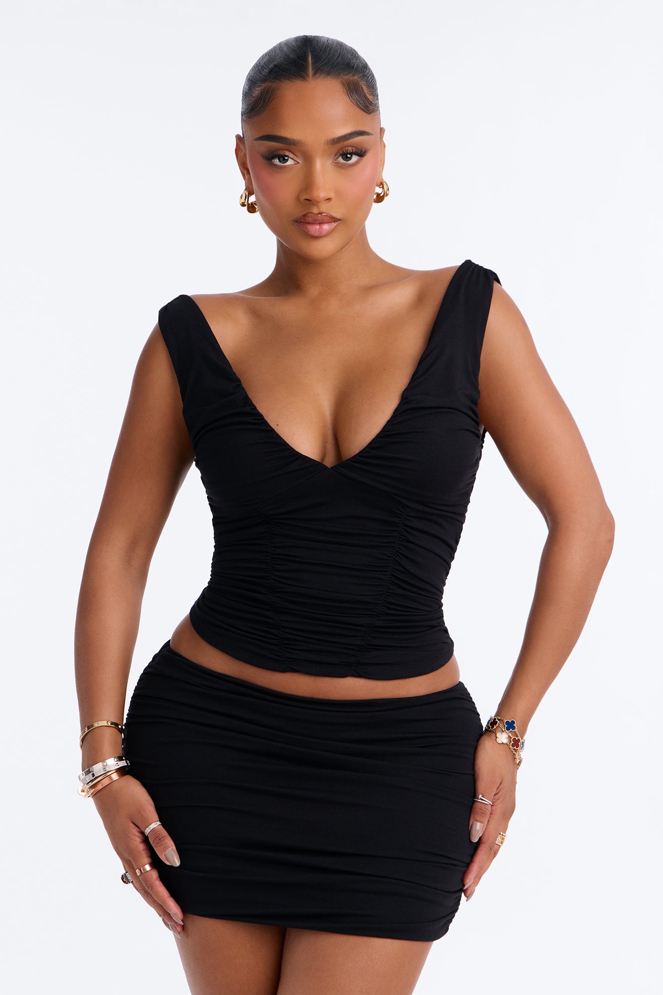 Sheila Modal Mini Skirt Set - Black