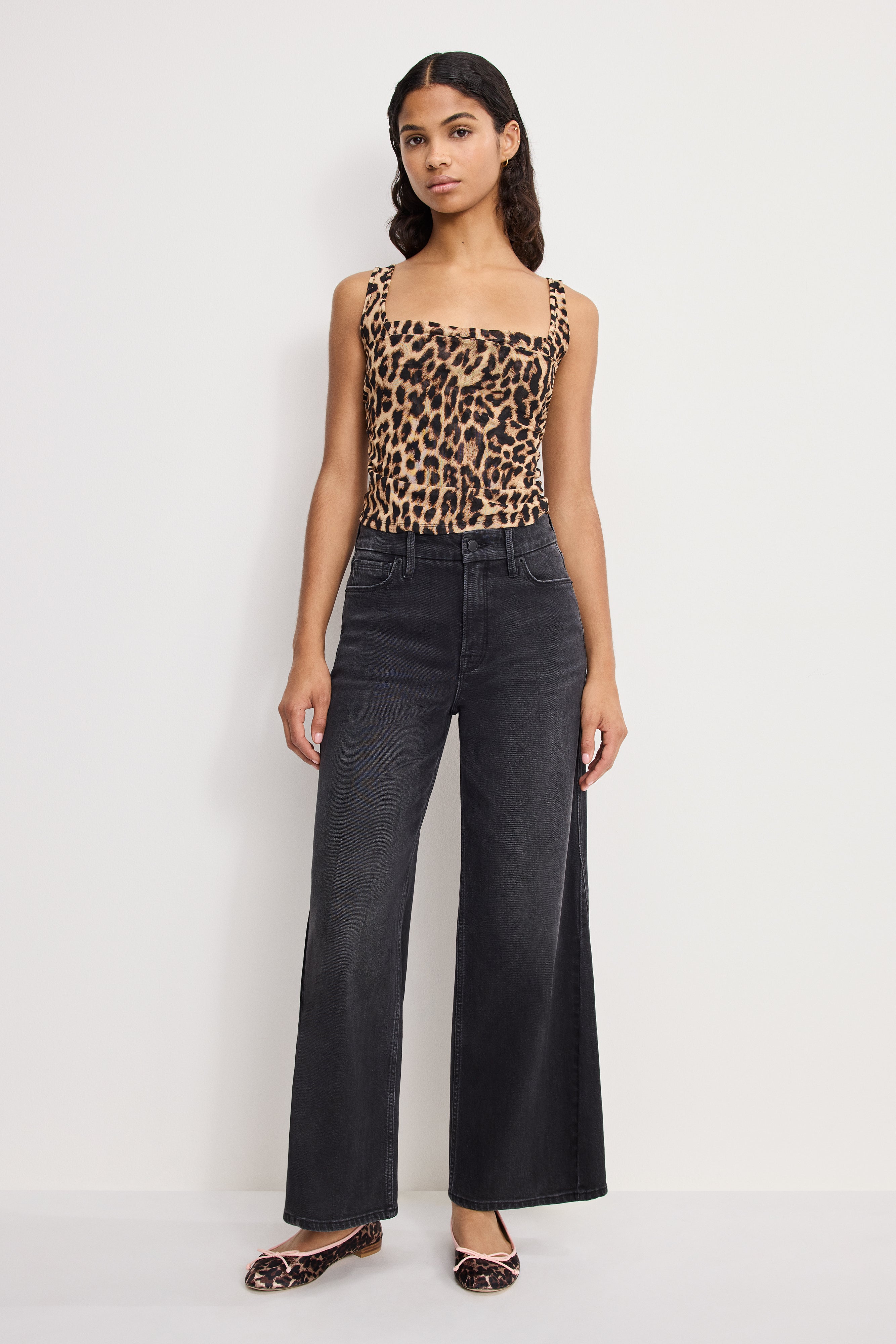 GOOD SKATE CROPPED WIDE JEANS | BLACK407