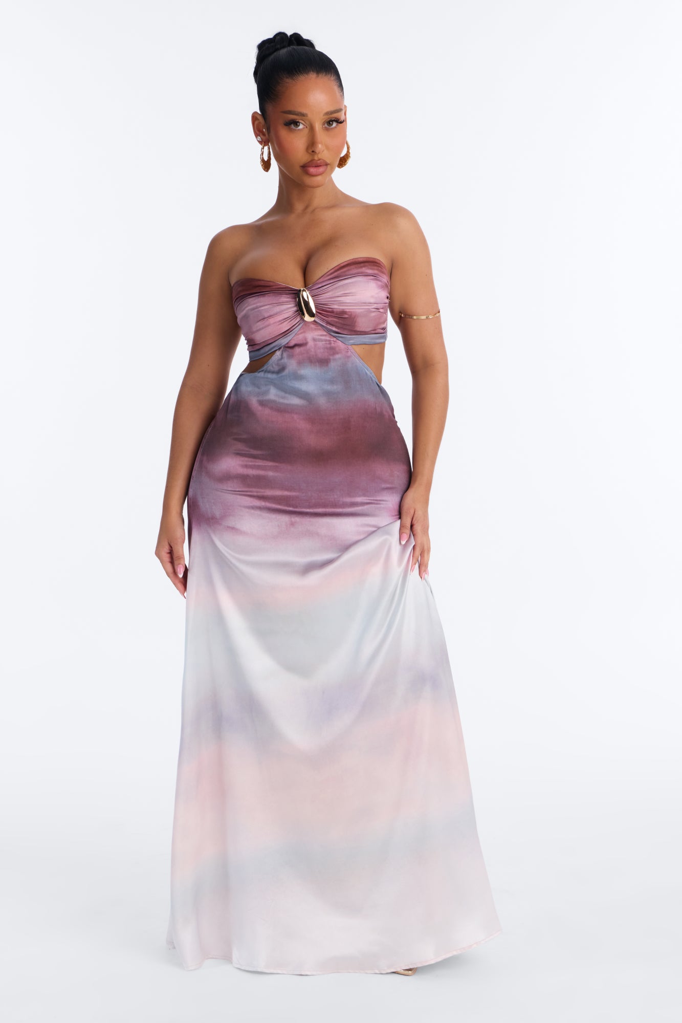 Soft Moment Satin Maxi Dress - Mauve/combo