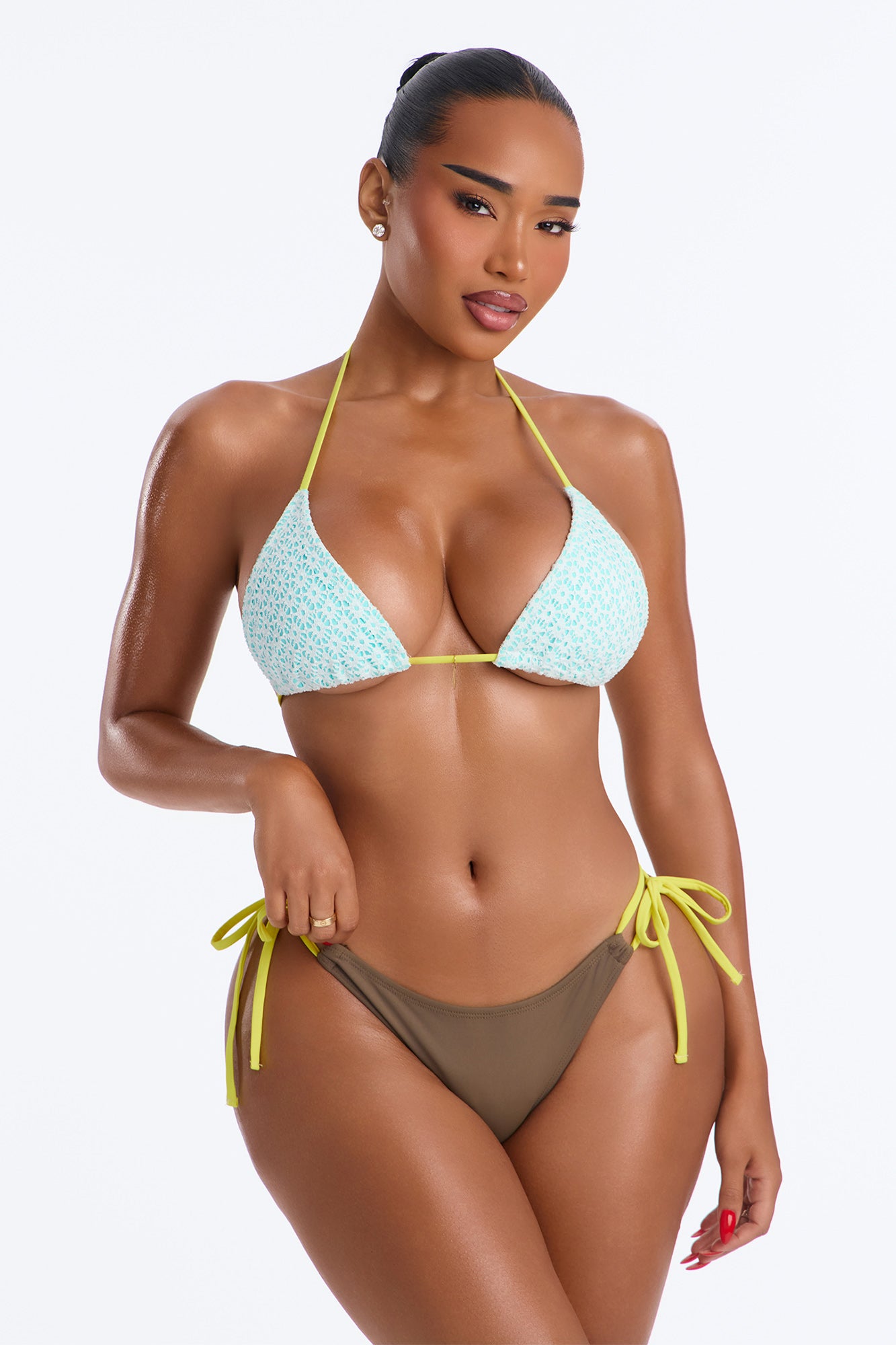 Sunburst Contrast Straps 2 Piece Bikini Set - Multi Color