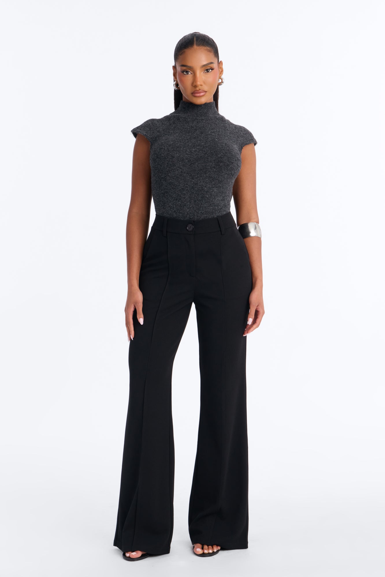 Petite Heidi Wide Leg Trouser Pant - Black