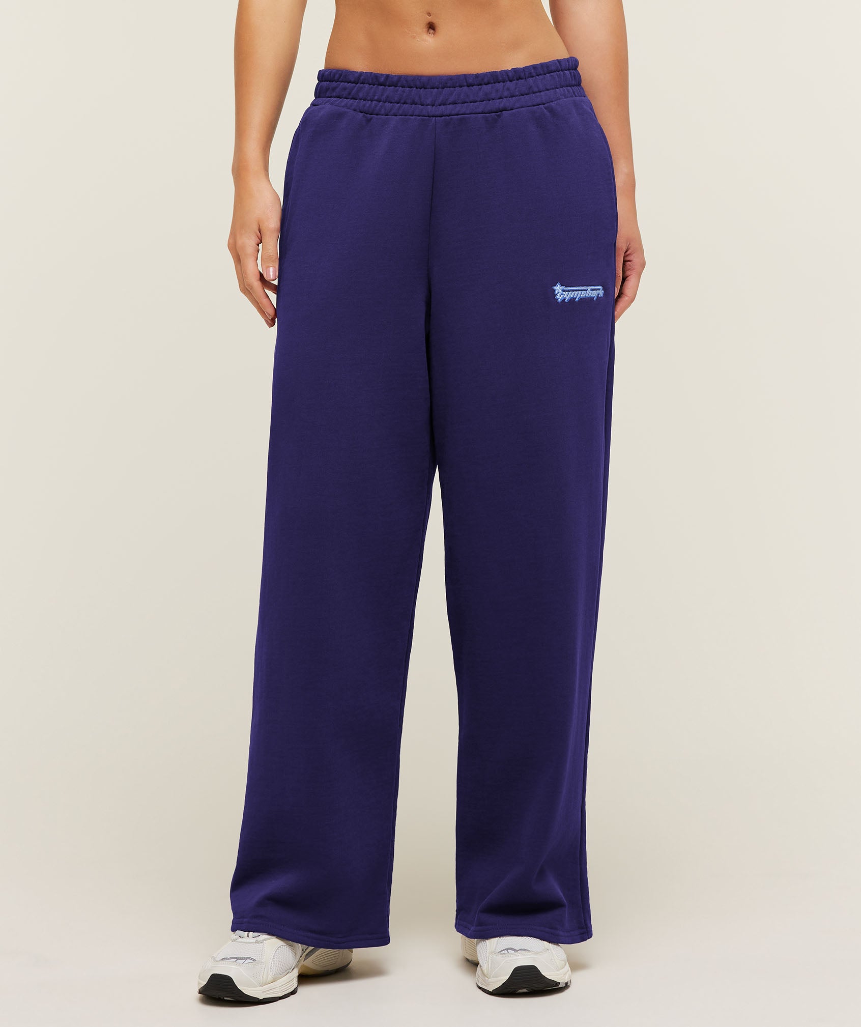 Gymshark Script Embroidery Wide Leg Pants - Indigo Purple