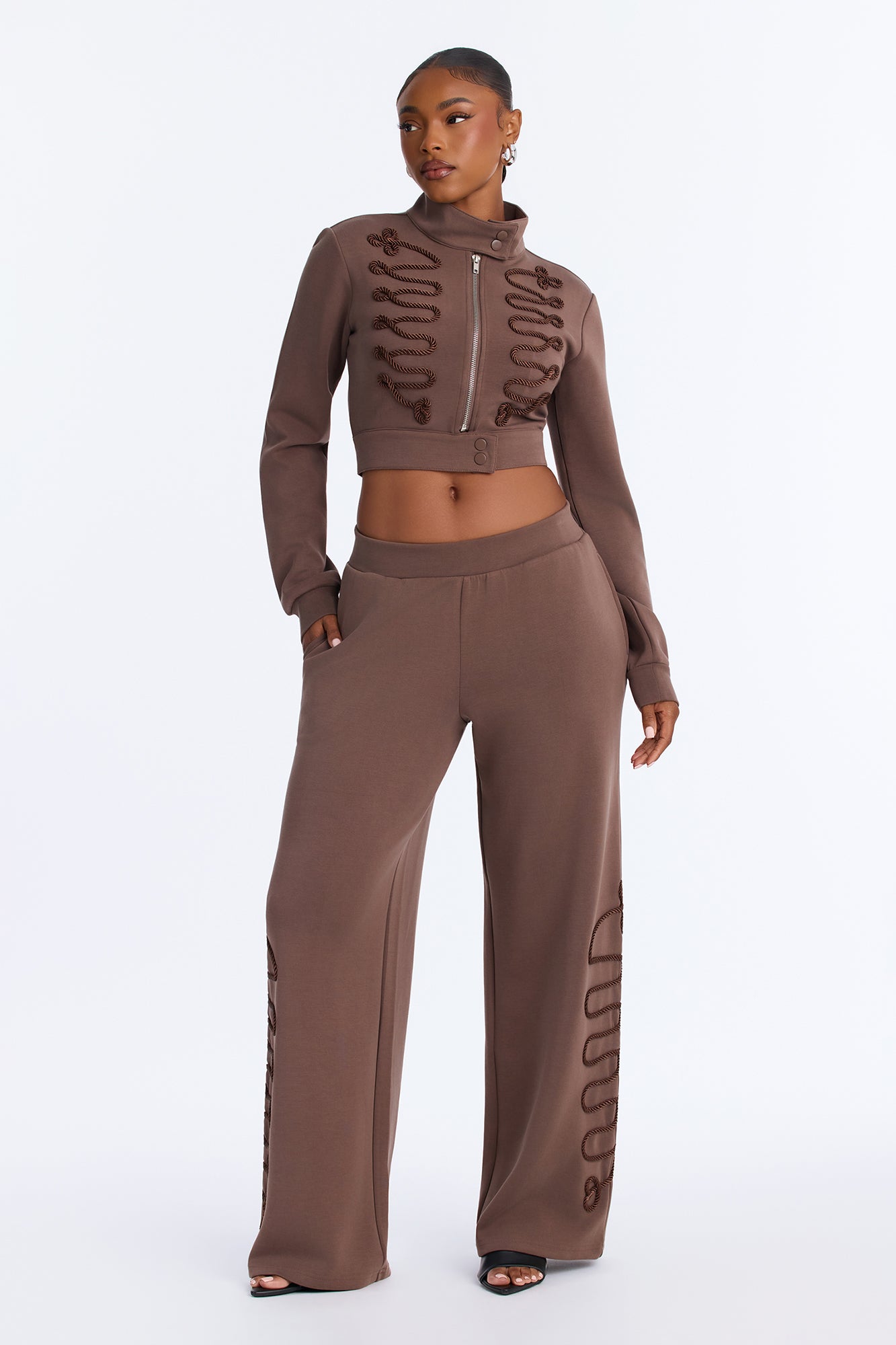 Reese Scuba Pant Set - Chocolate
