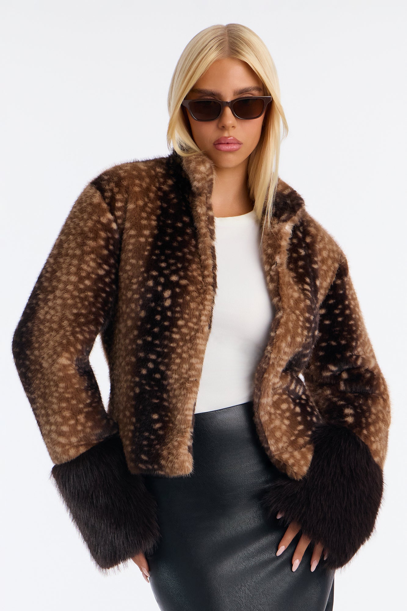 The Jagger Bambi Faux Fur Short Coat - Brown/combo