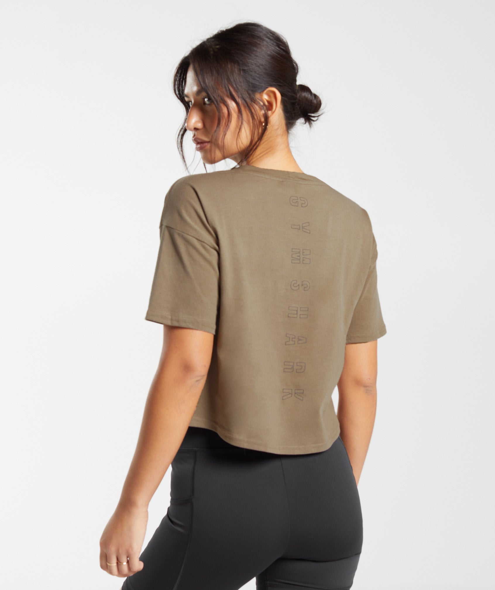 Gymshark Central Graphic Midi Tee - Fossil Brown