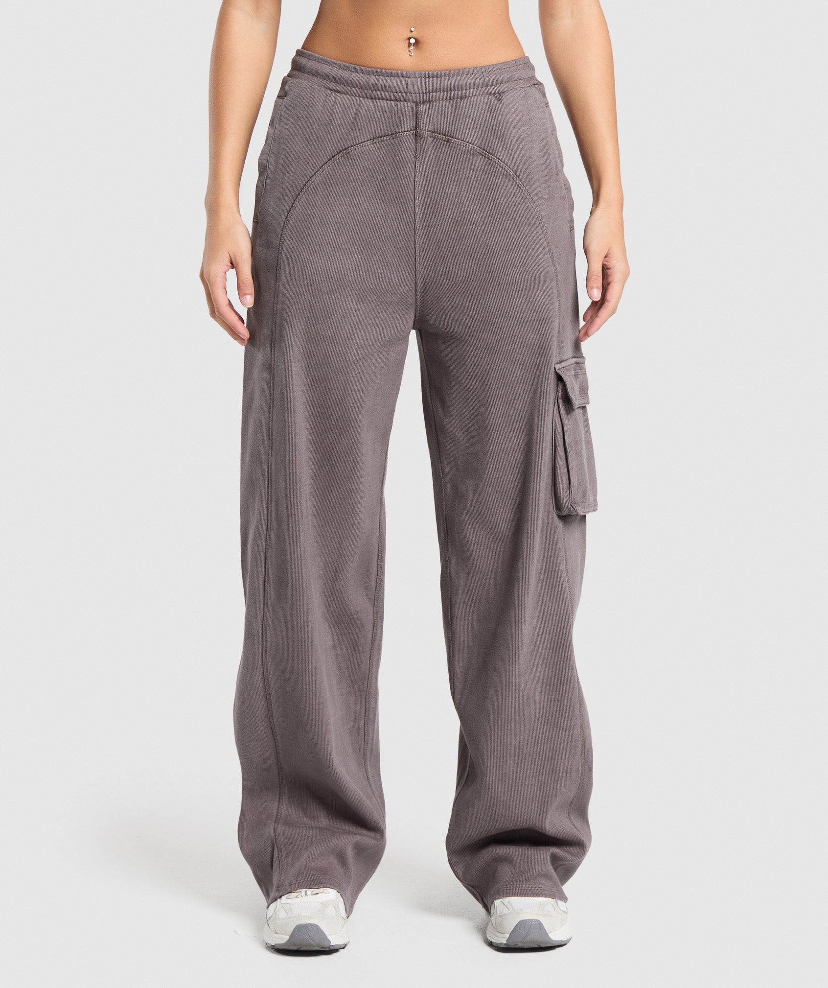 Gymshark Rest Day Ribbed Joggers - Brushed Purple/Pigment Garment Dye + Wash