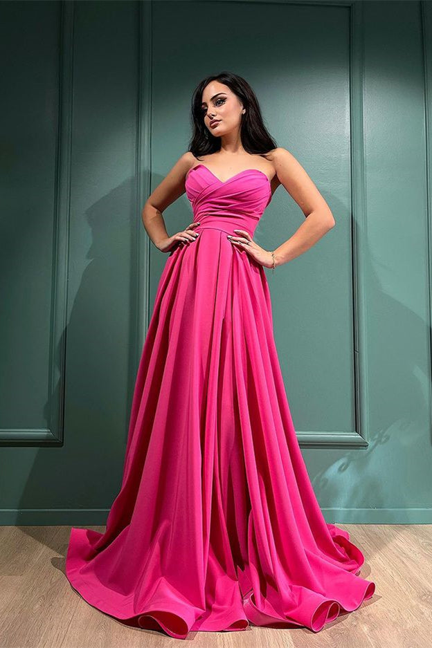 Sweetheart Fuchsia Long Evening Dress With Split