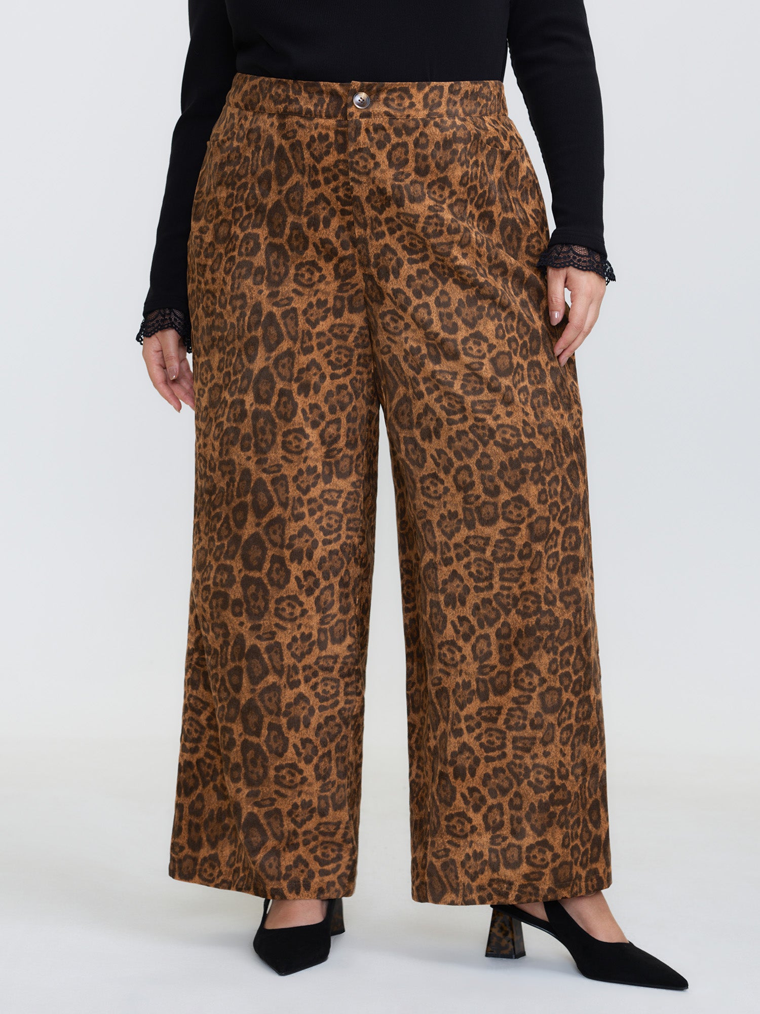 Leopard Print Wide-Leg Pants
