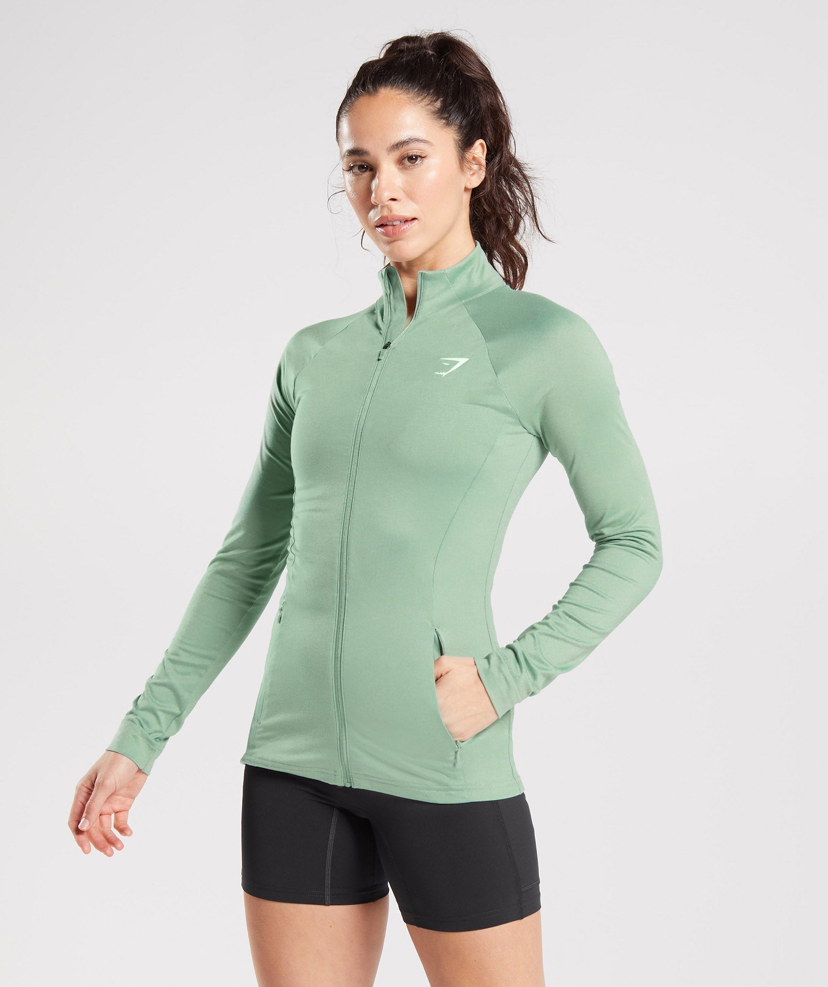 Gymshark Training Zip Up Jacket - Desert Sage Green