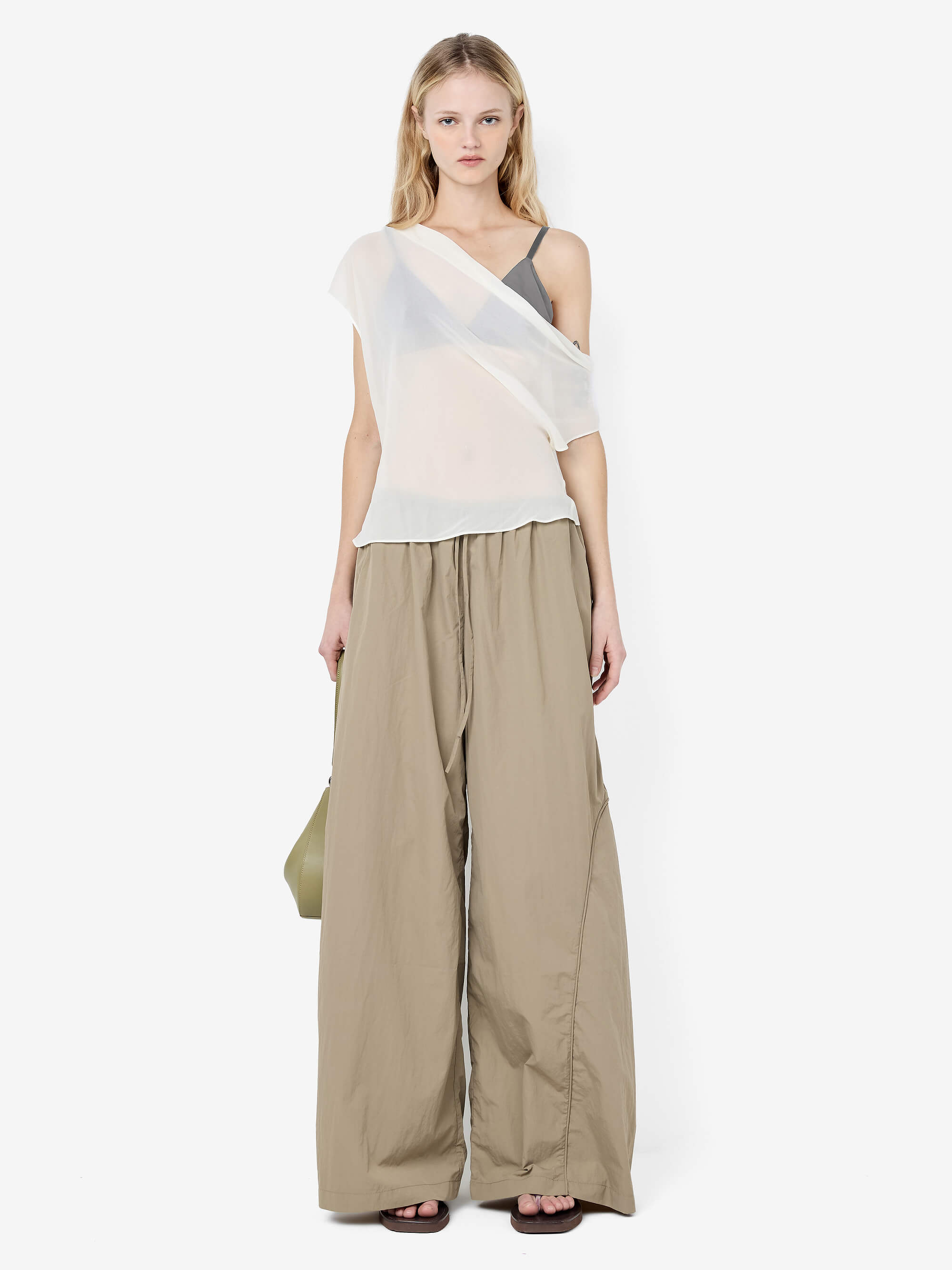 ELOISE LAYERED COWL TOP - SNOW/SLATE GREY