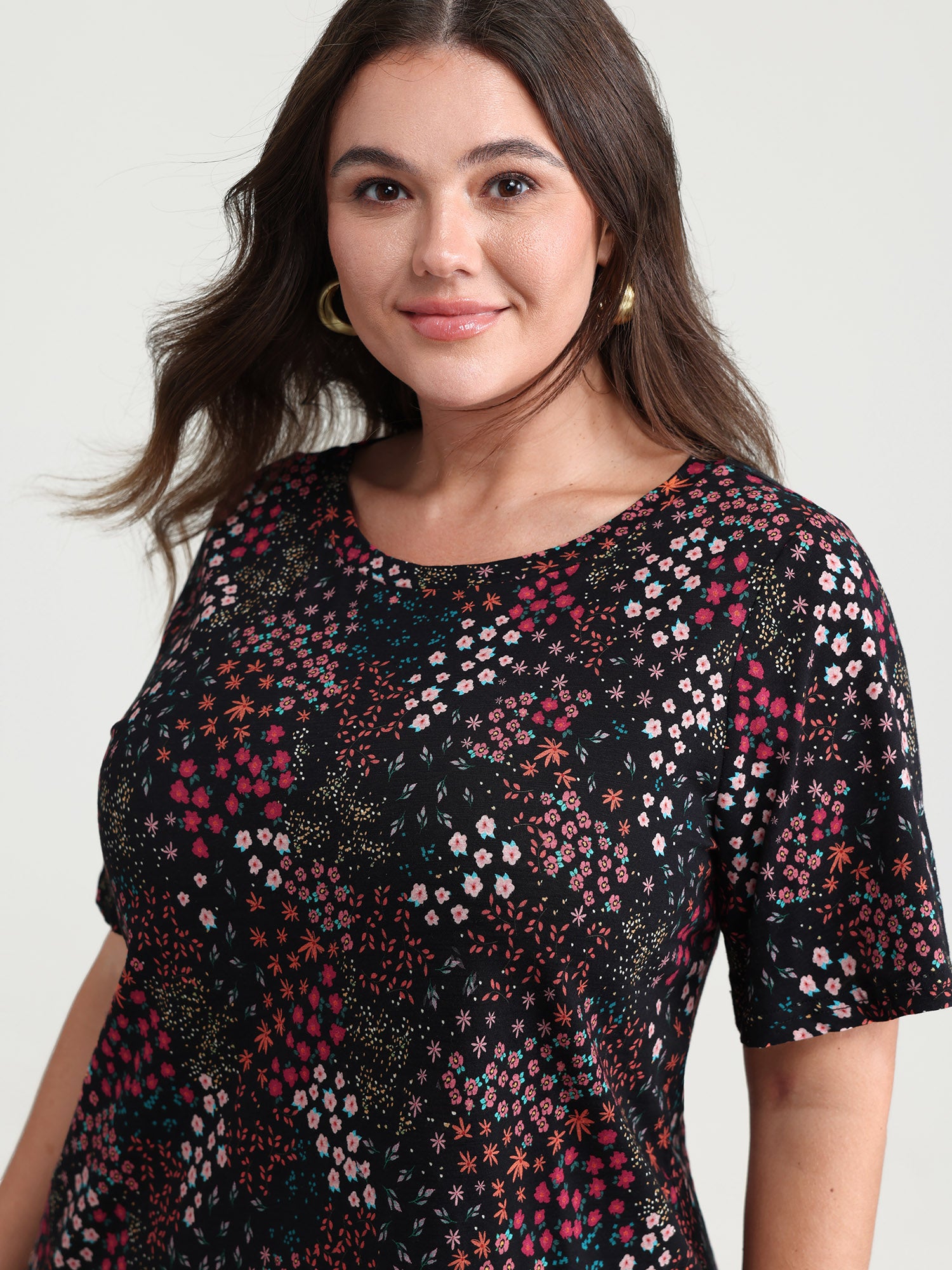 Pure Cotton Dense Floral Print T-Shirt