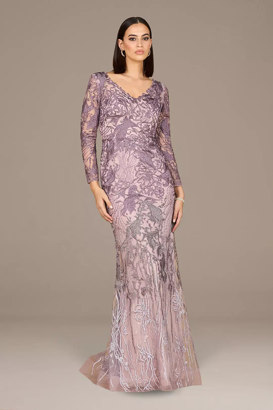 Long Sleeve V-Neck Mermaid Gown