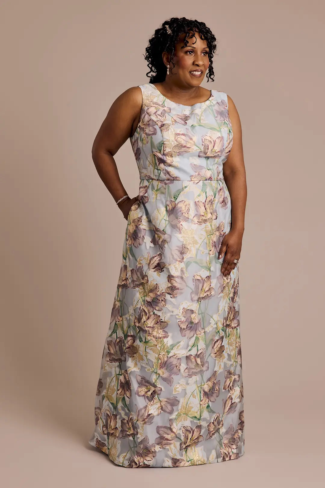 Scoop Neck Floral Print A-Line Dress