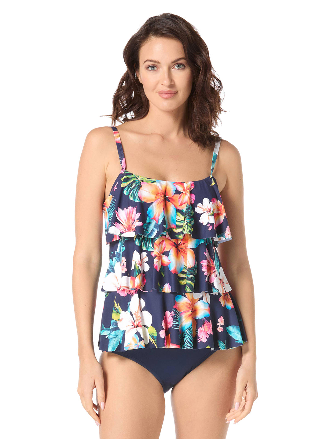 Beach House Women's Vibrant Vacay Jane Ruffle Tankini Top