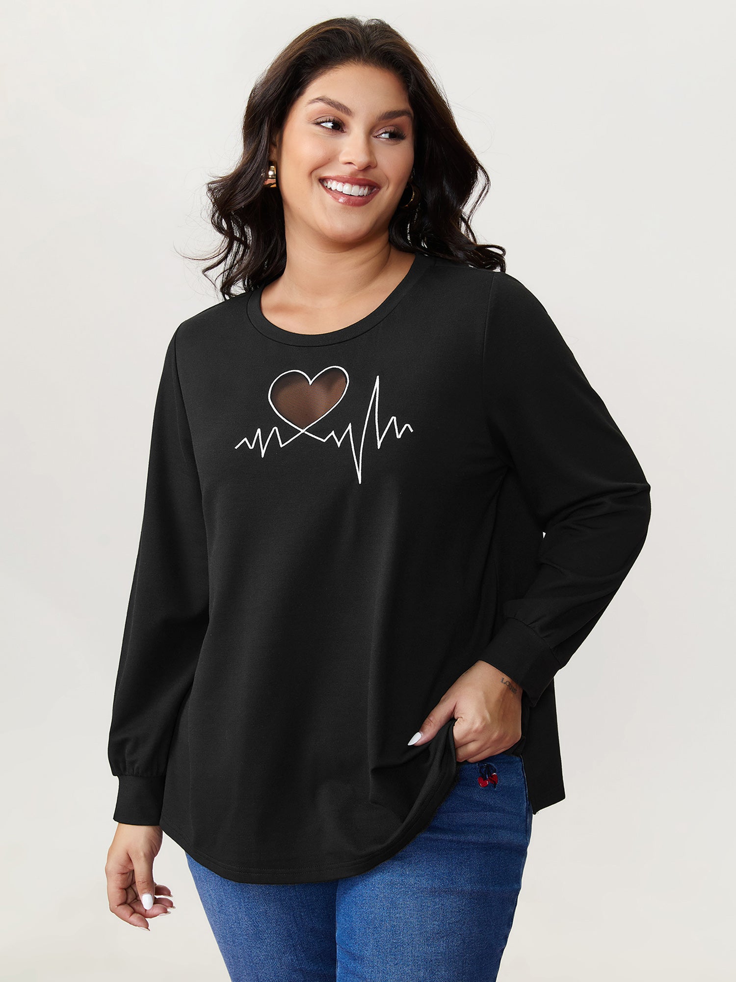Love Notes Embroidery Cut-Out Sweatshirt