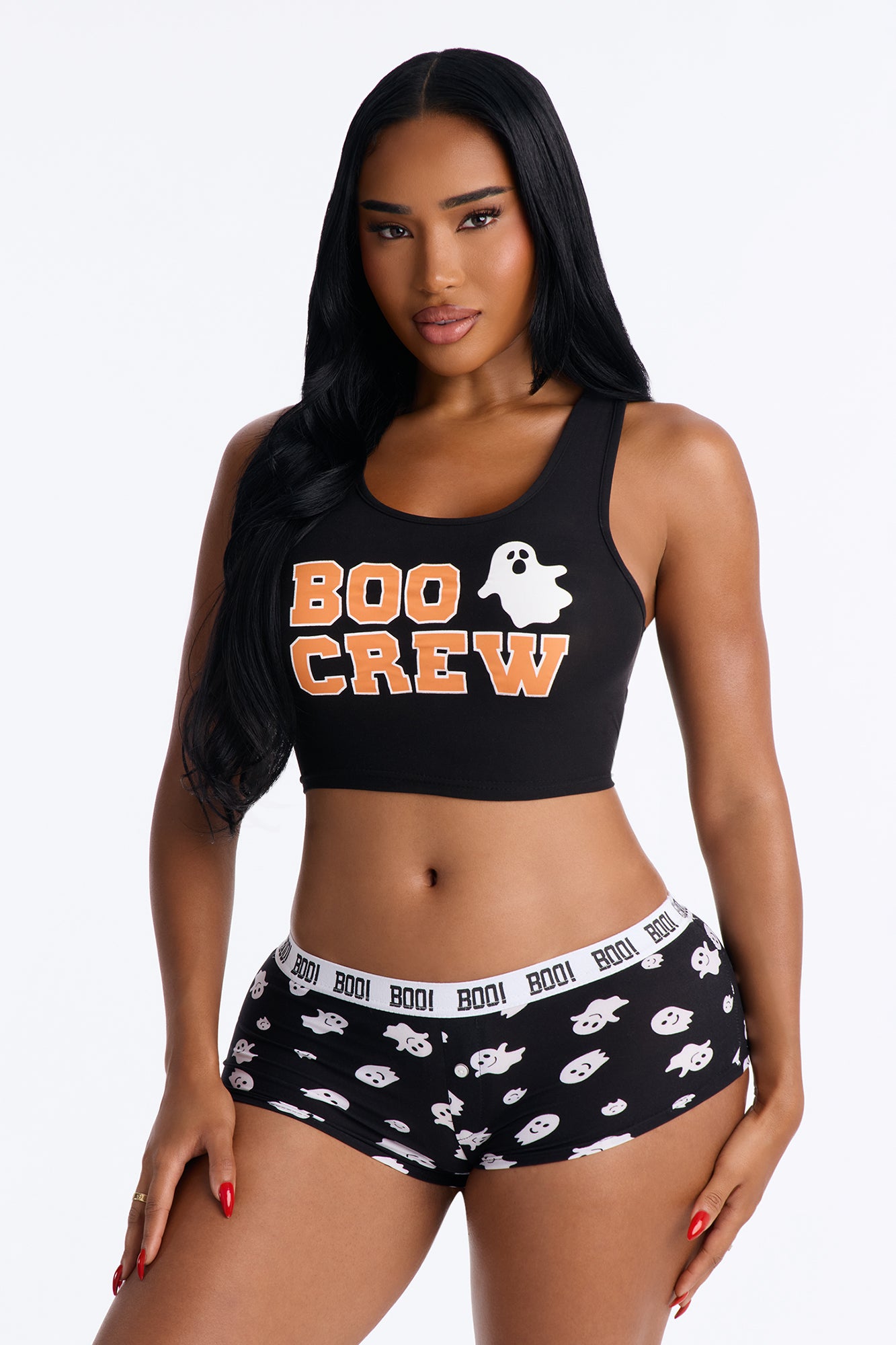 The Boo Crew Halloween 2 Piece Tank & Boyshort Set - Black/combo