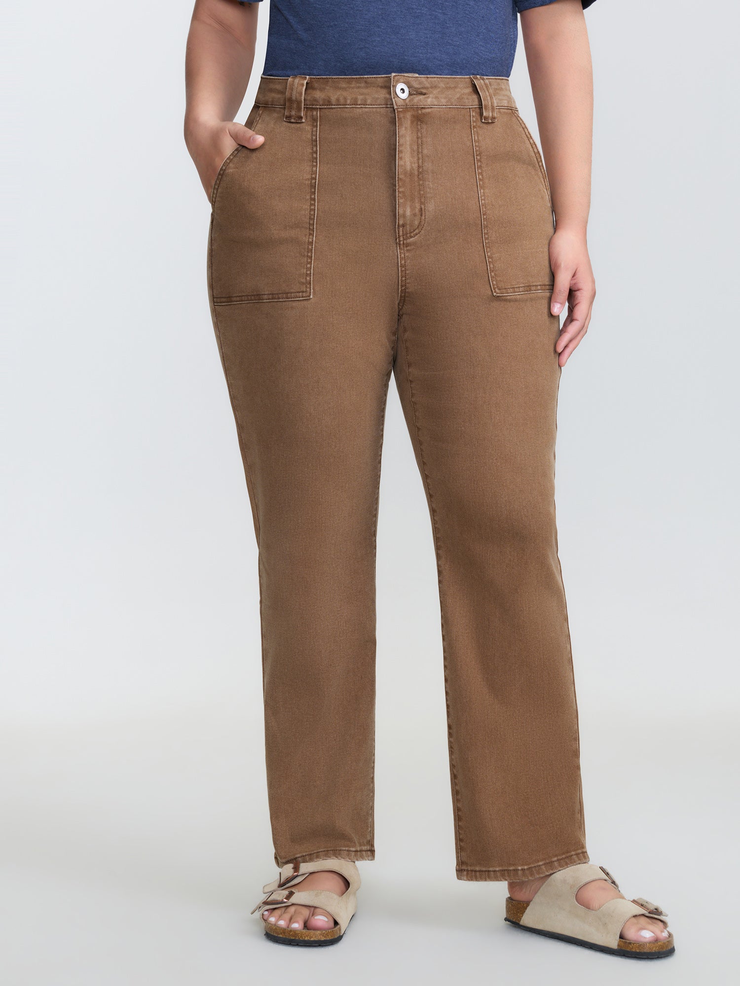 Stretchy Patch Pockets Skinny-Fit Jeans