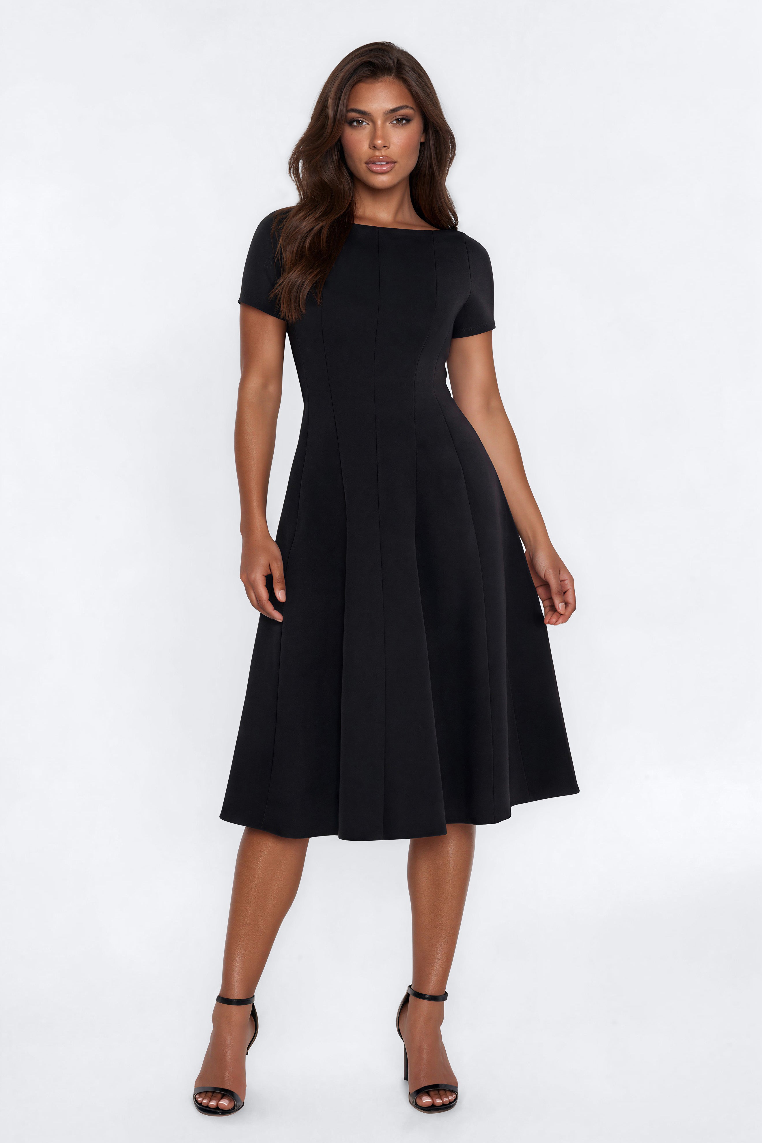 Sweet Sunday Pleated Short Sleeve Midi Dress - Black