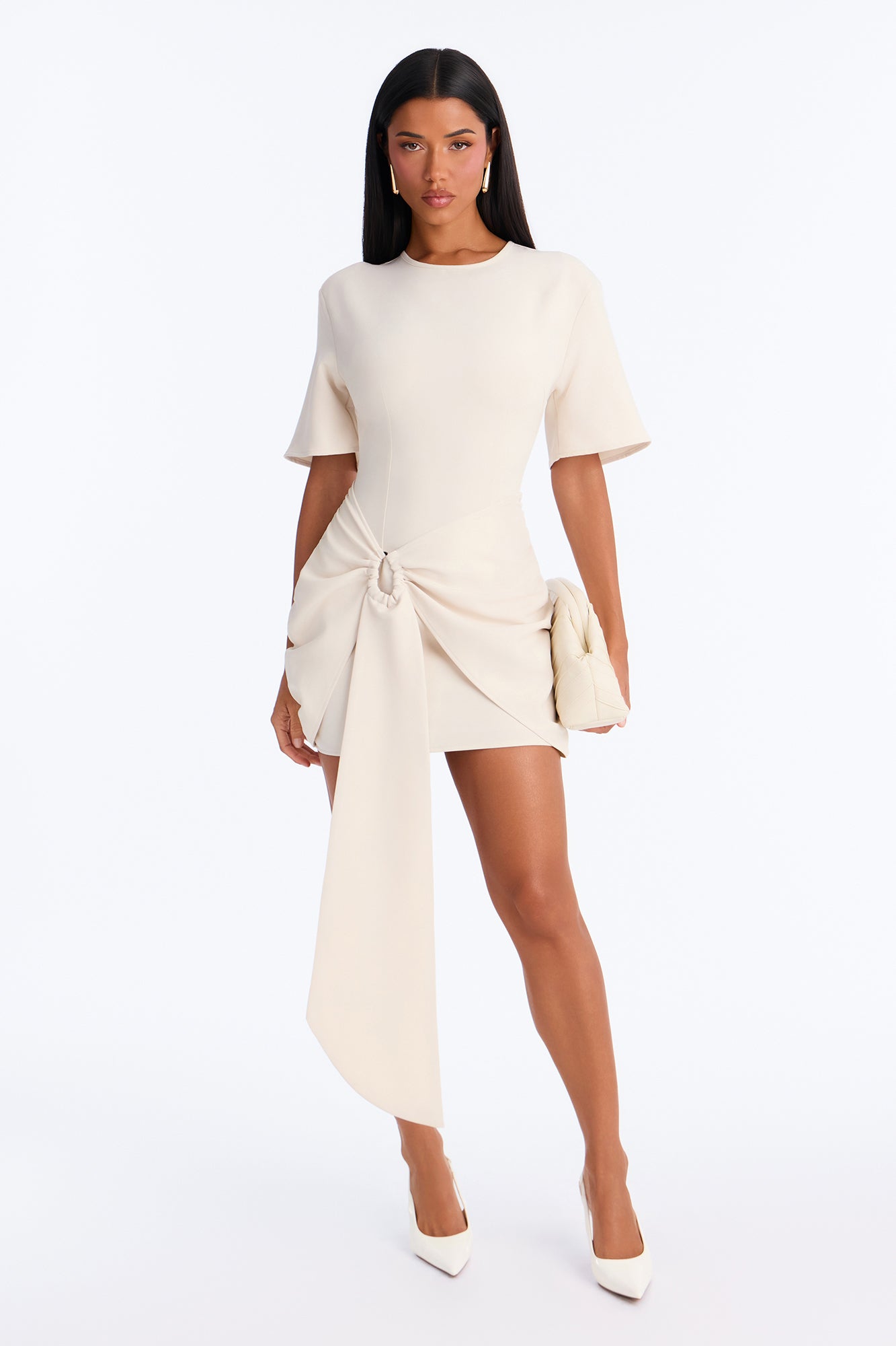 Rayna Wrap Front Mini Dress - Cream