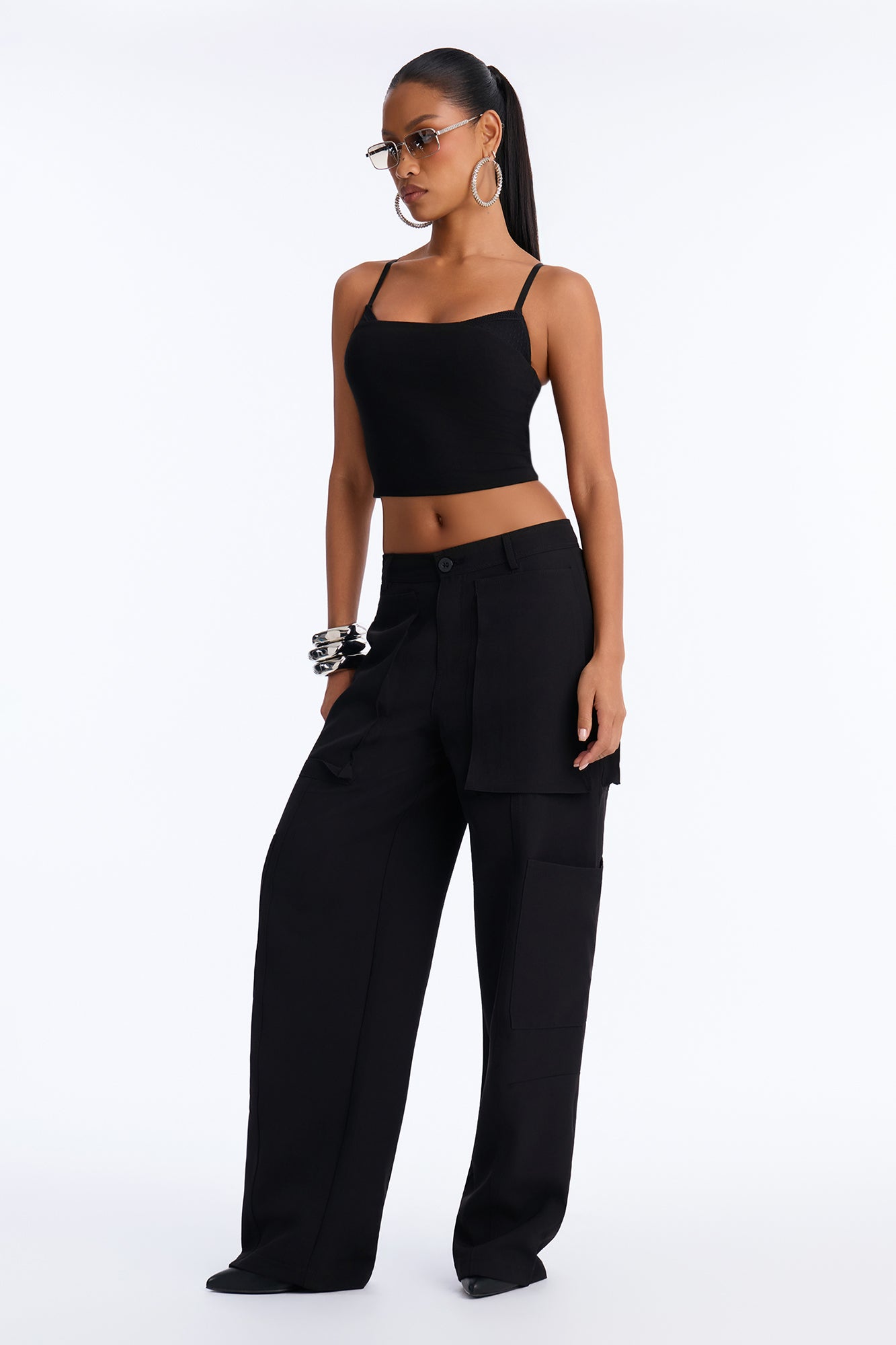 In Plain Sight High Rise Cargo Pant - Black
