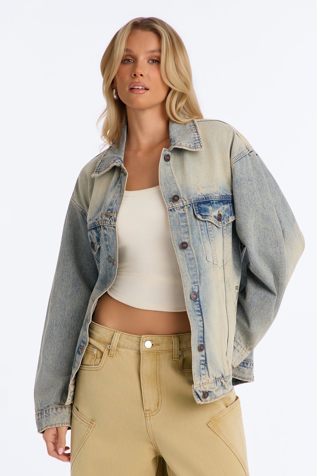 The Borrowed Boyfriend Trucker Denim Jacket - Vintage Wash