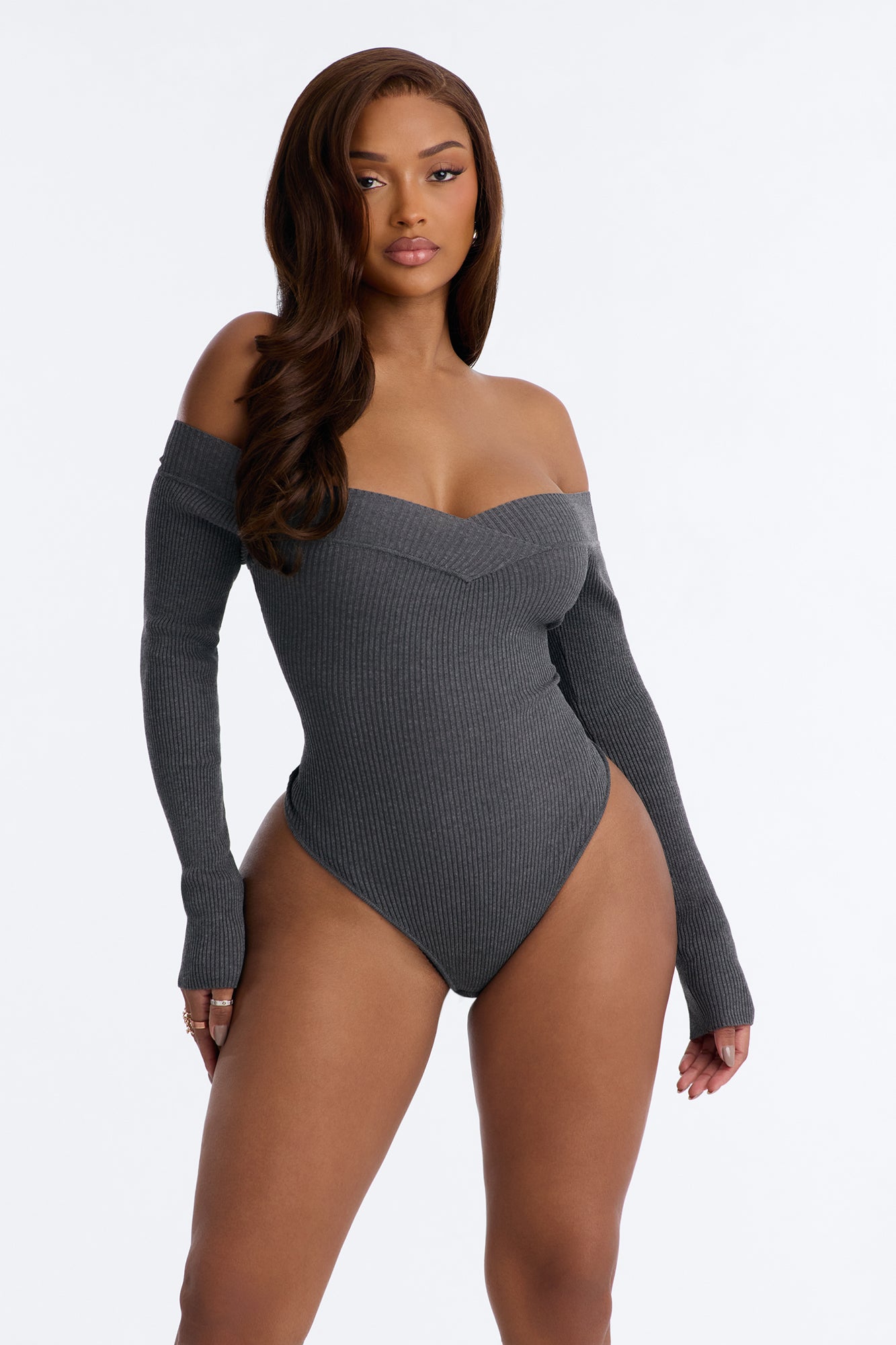 Sam Sweater Bodysuit - Charcoal