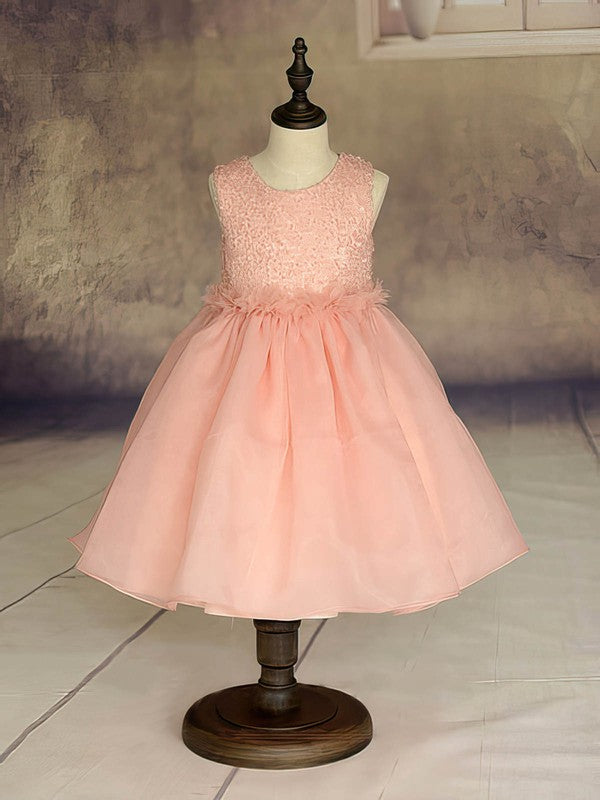 Luxurious Jewel Sleeveless Organza Ball Gown Sequined Flower Girl Dresses