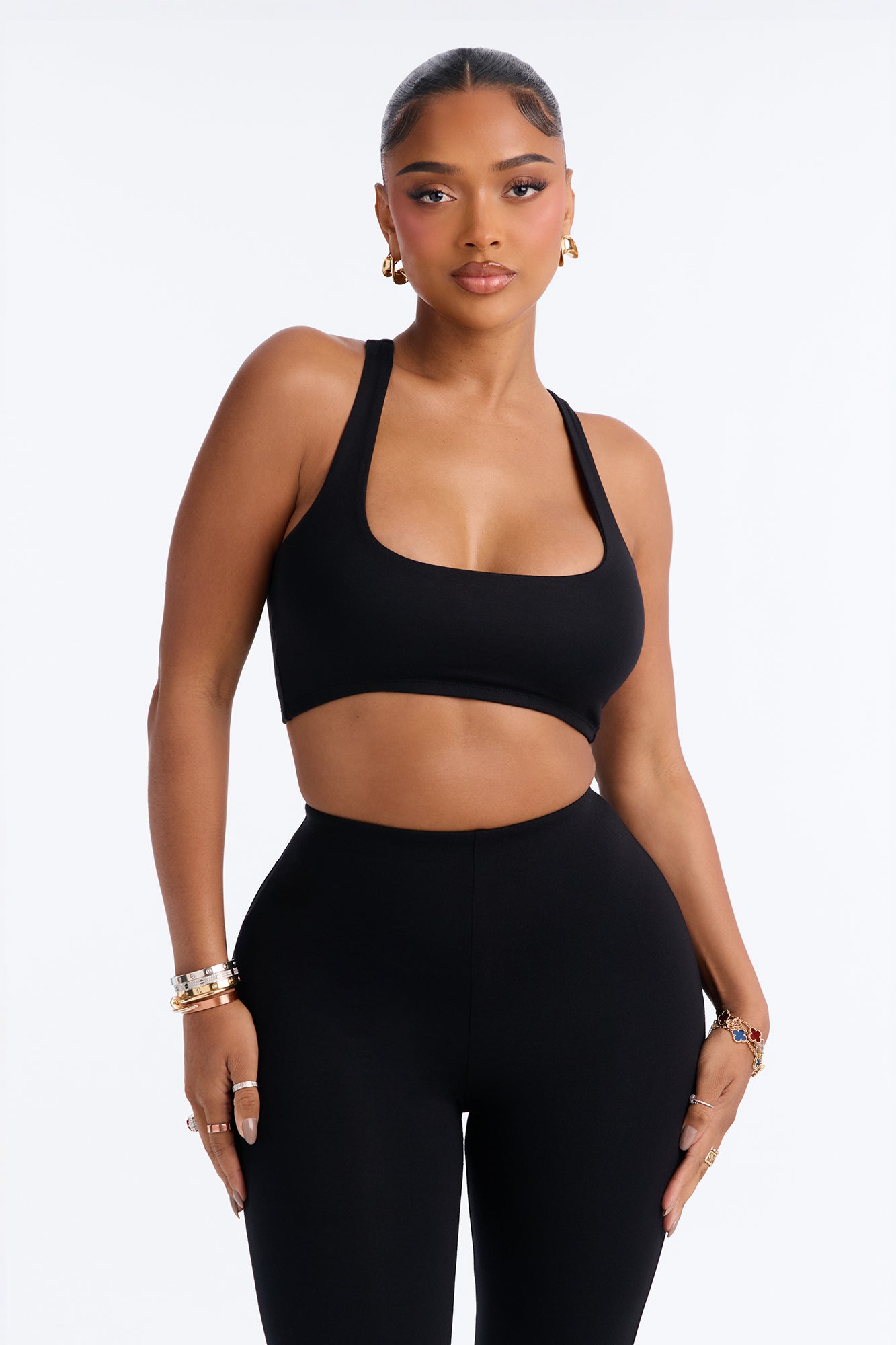 Shelly Premium Modal Scoop Neck Bra Top - Black