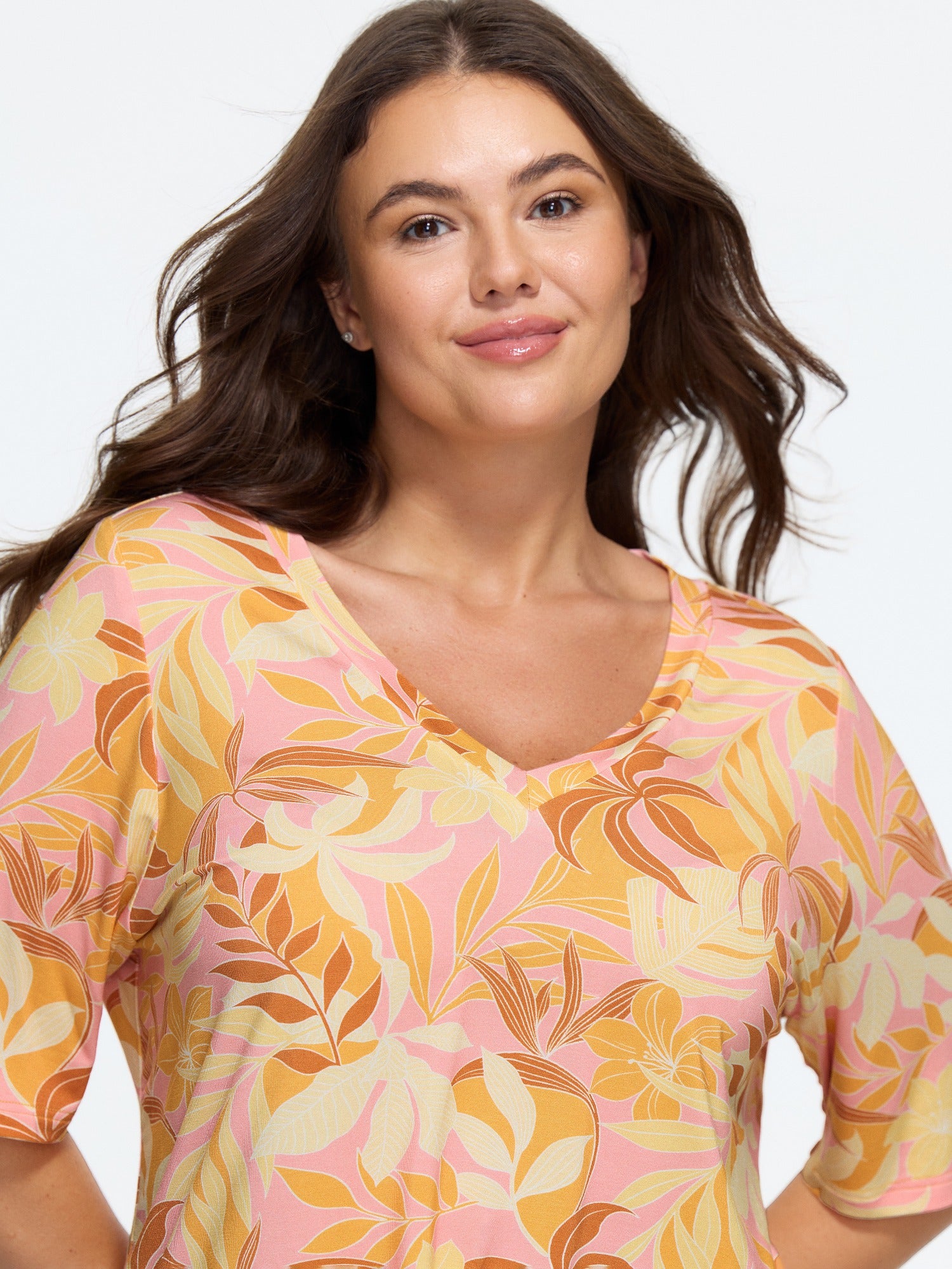Supersoft Floral Print V‑Neck T‑Shirt