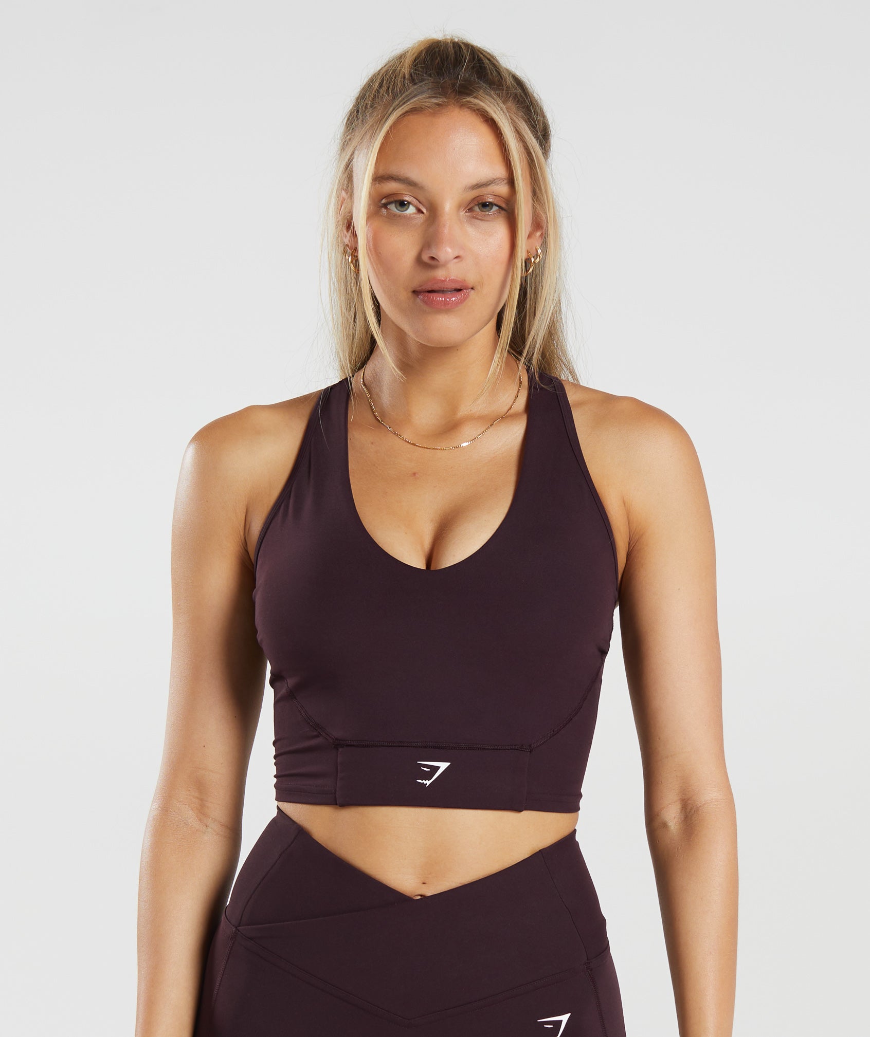 Gymshark Crop Mesh Tank - Plum Brown