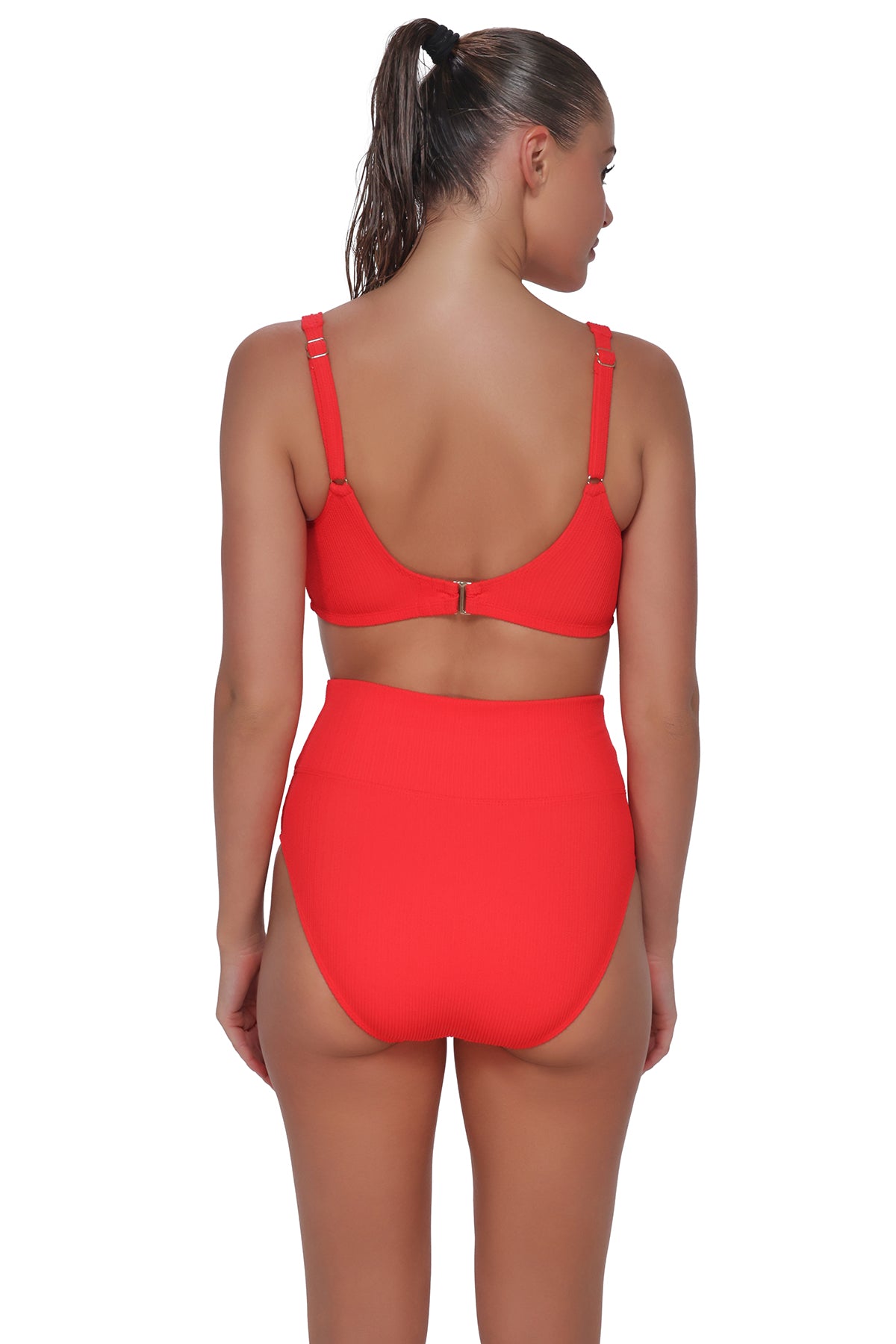 Pacifica by Sunsets Red Hot Rib Hannah High Waist Bottom