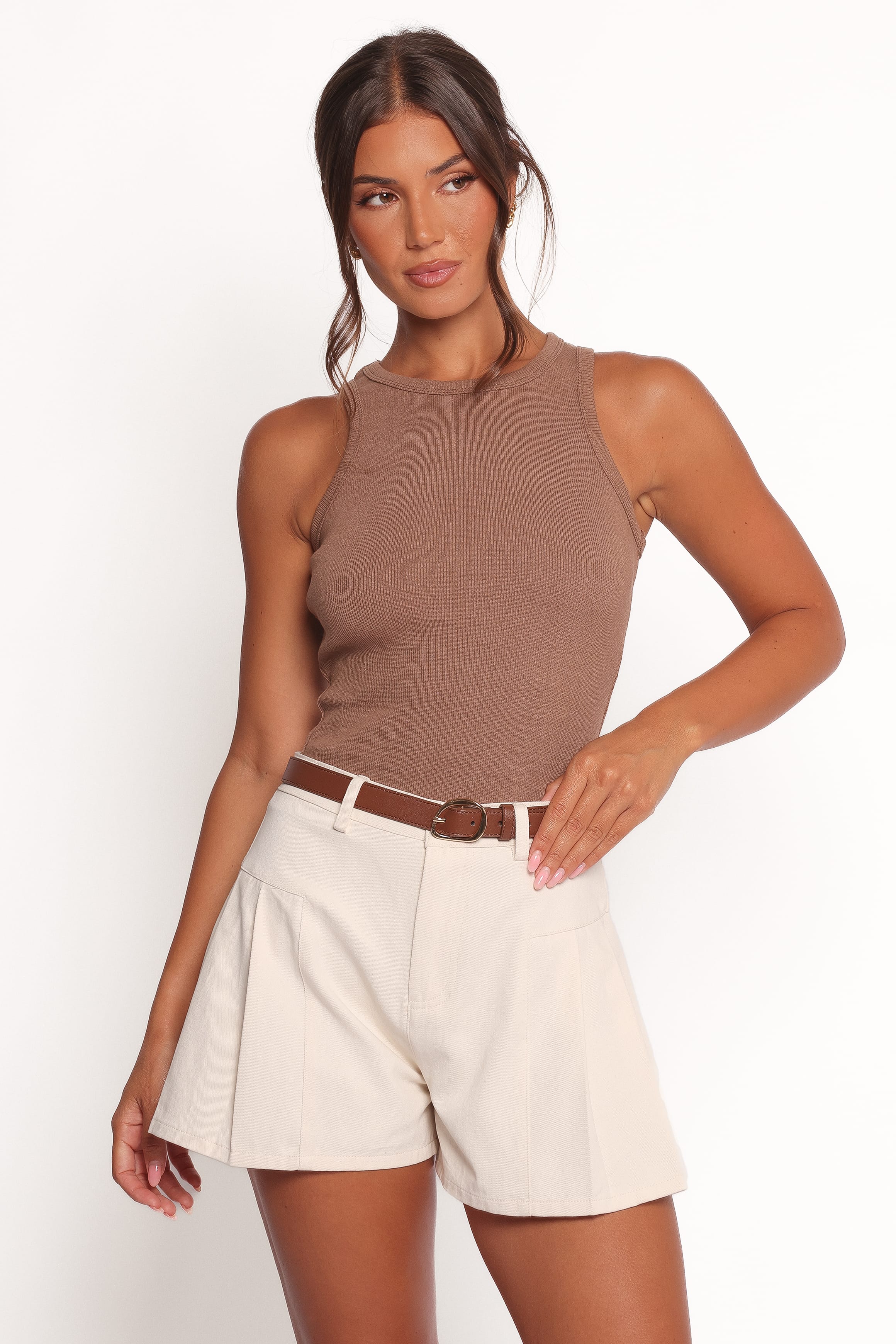 Ari Ribbed Tank Top - Mocha