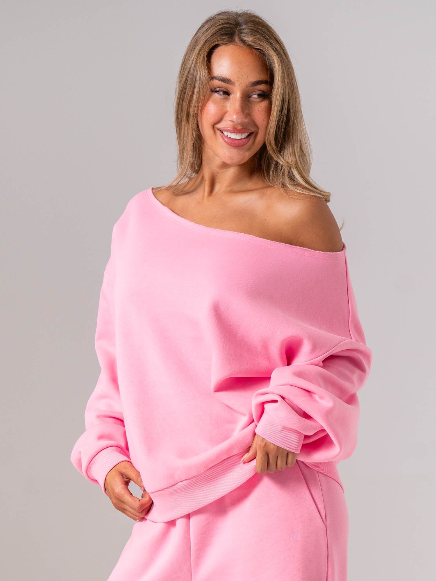 Off The Shoulder Sweater - Bubblegum