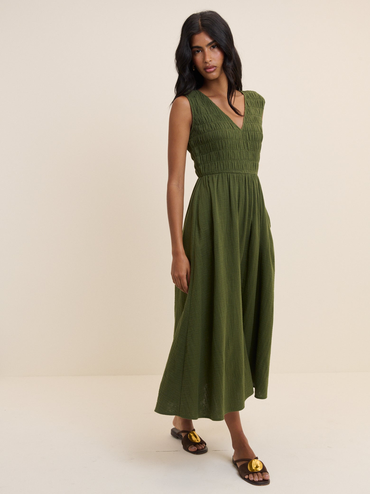 Green Sleeveless Audrey Midi Dress