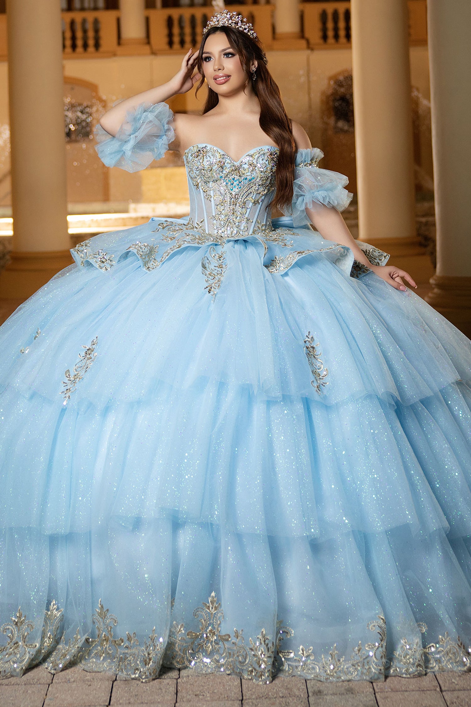 Vizcaya by Mori Lee 4080057 - Sequin Lace Basque Quinceanera Gown